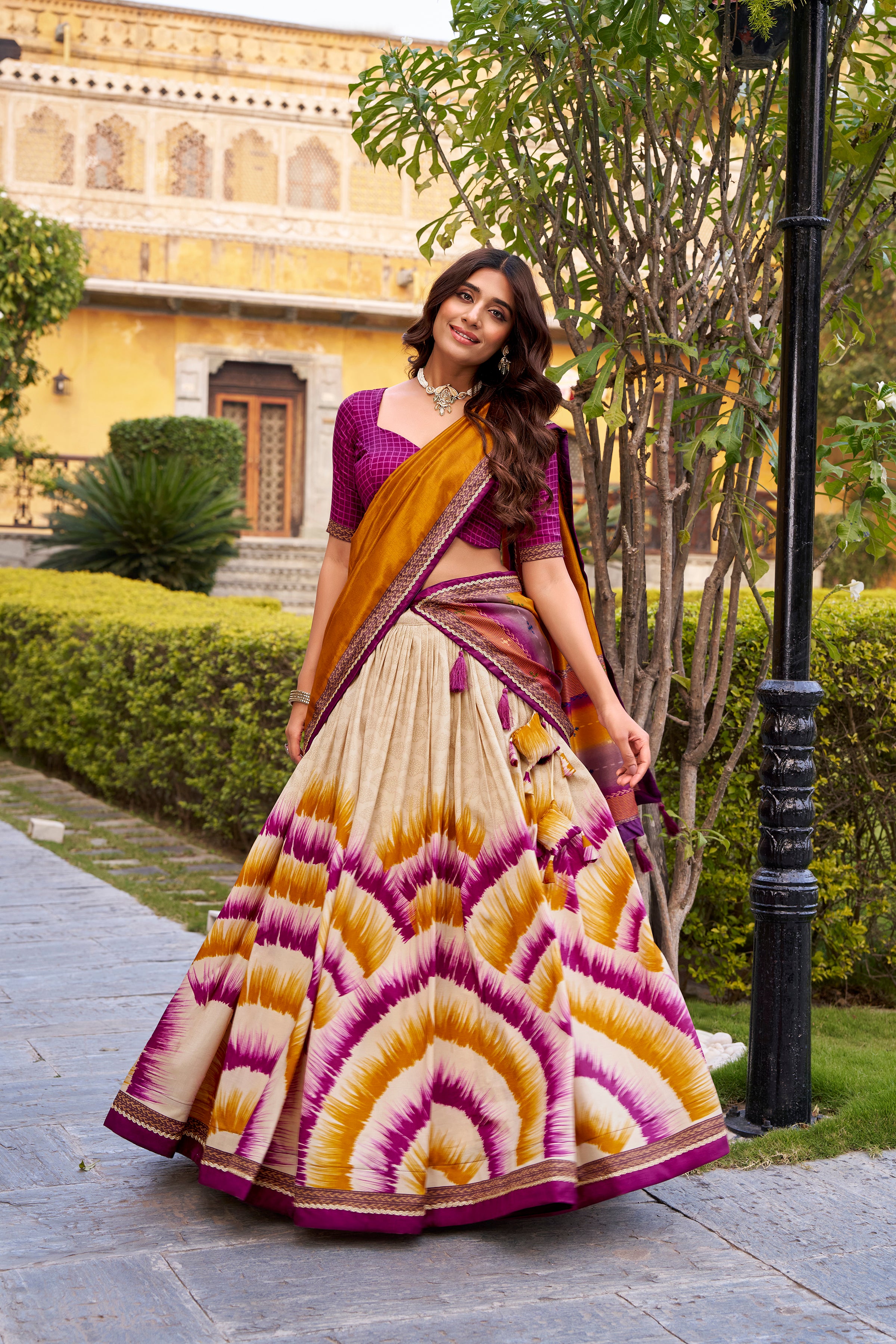 Tussar Silk Printed Lehenga With Dupatta