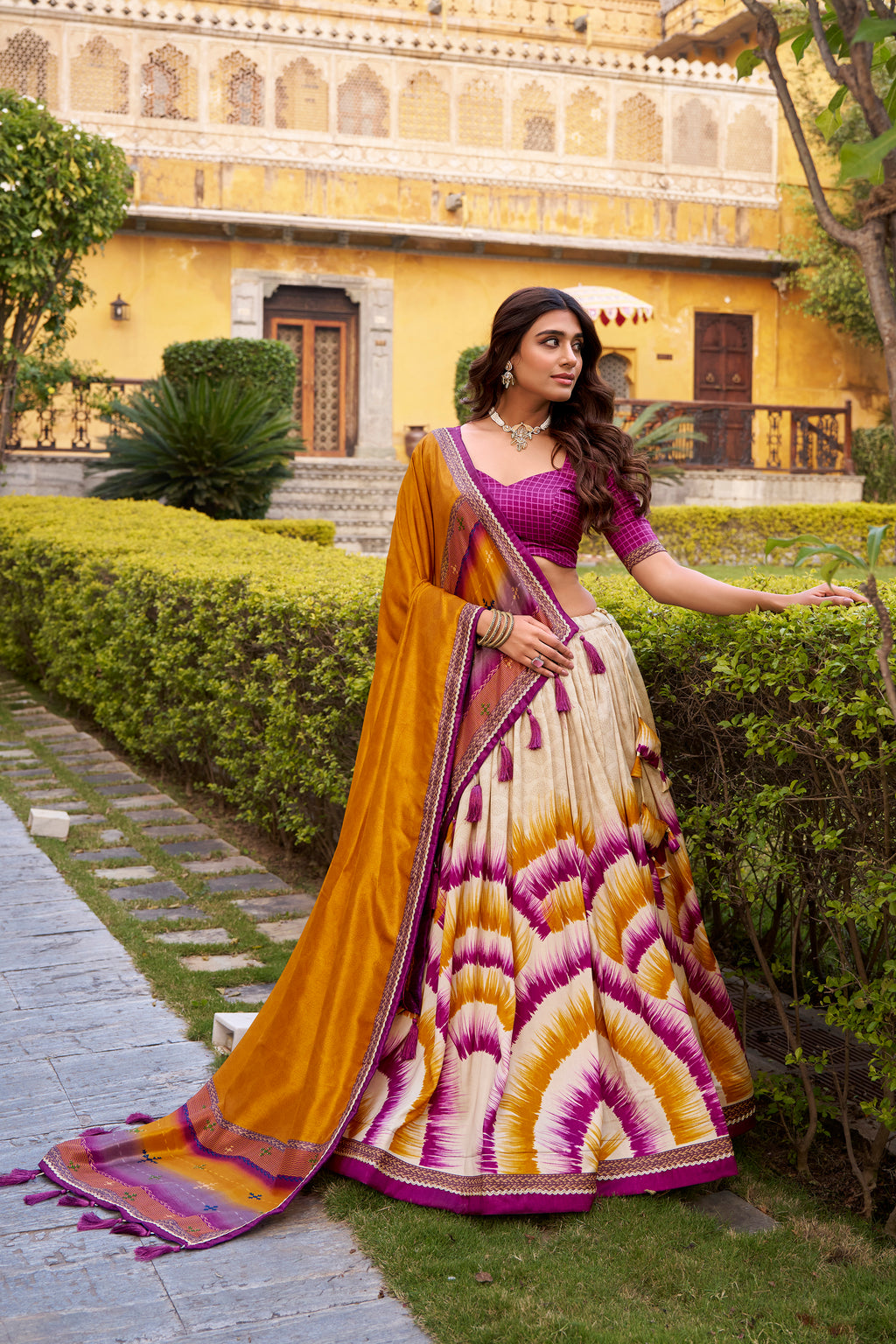 Tussar Silk Printed Lehenga With Dupatta