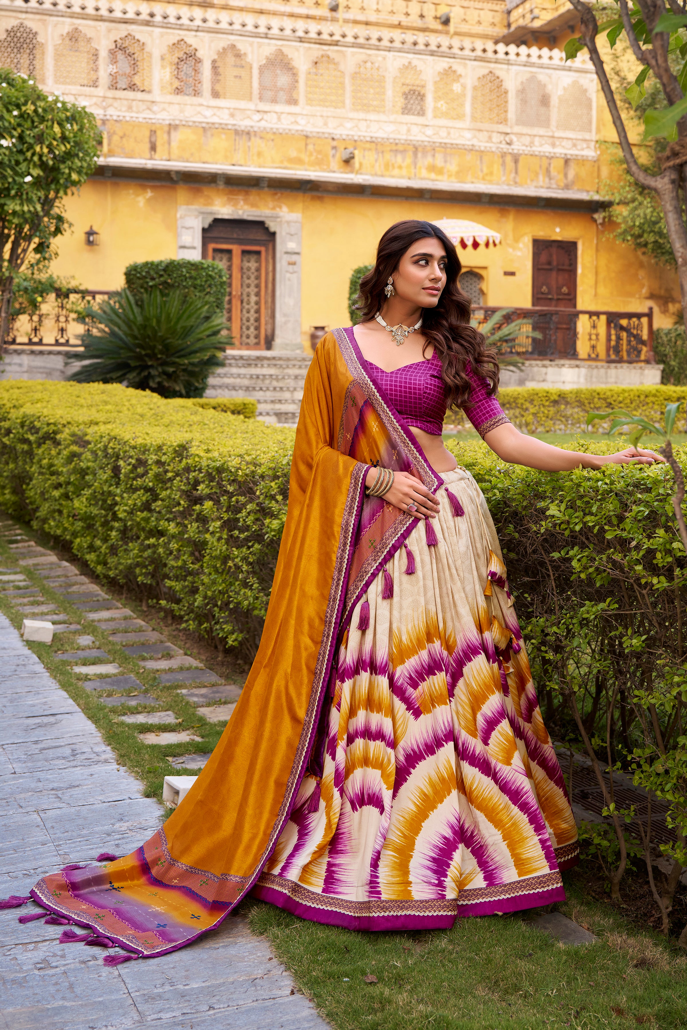 Tussar Silk Printed Lehenga With Dupatta