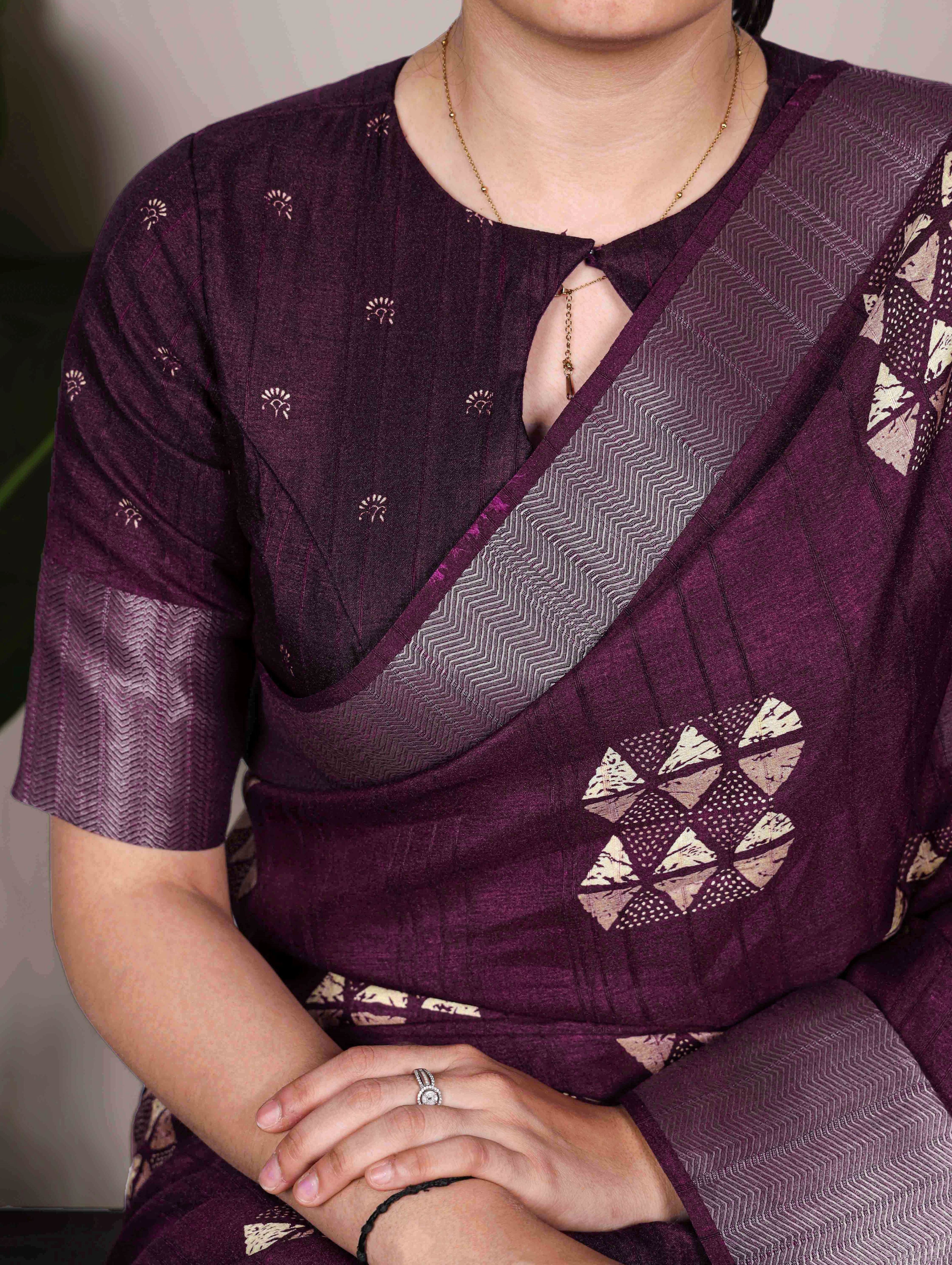 Slub Silk Printed Saree