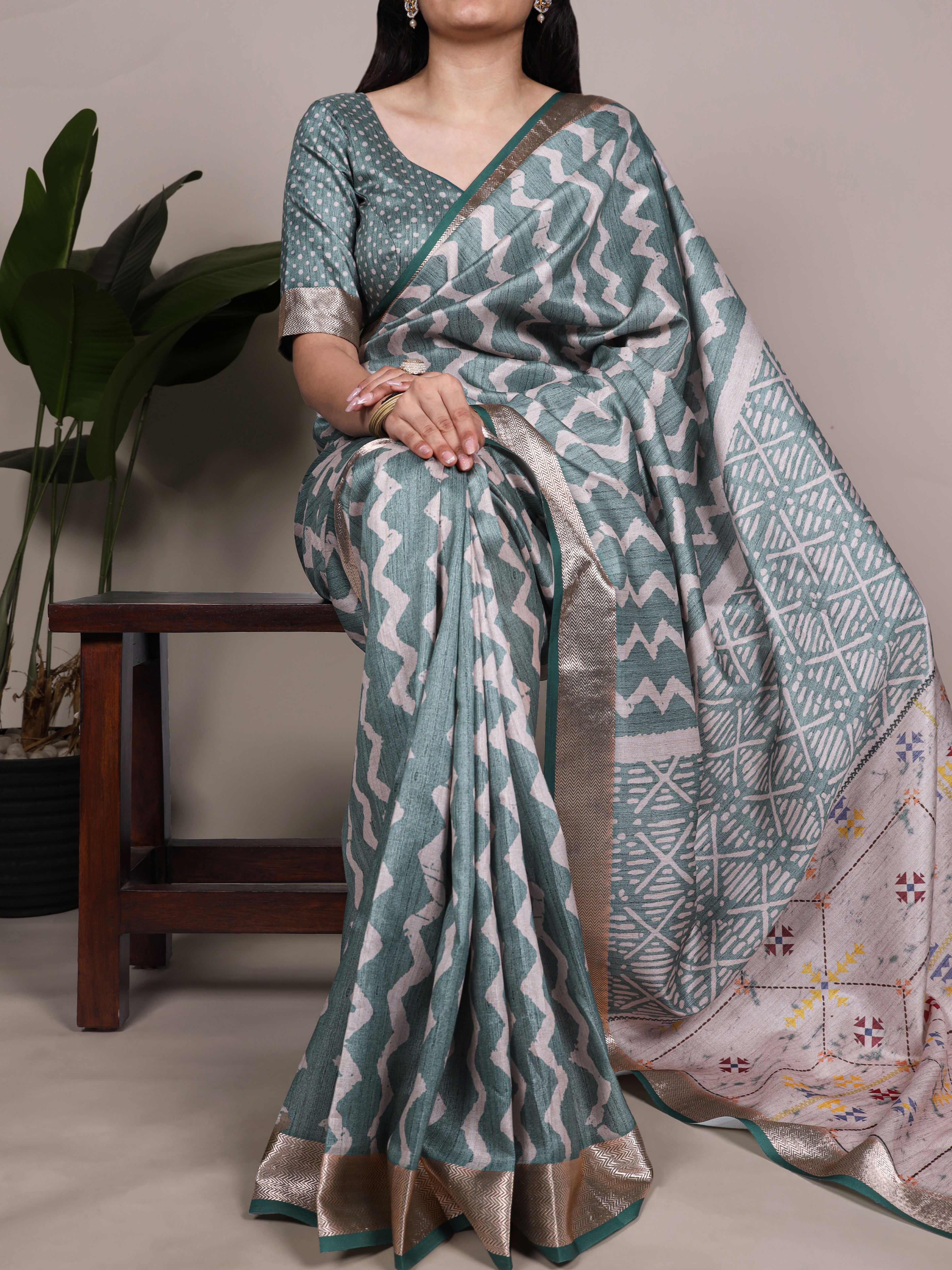 Tussar Silk Printed Saree