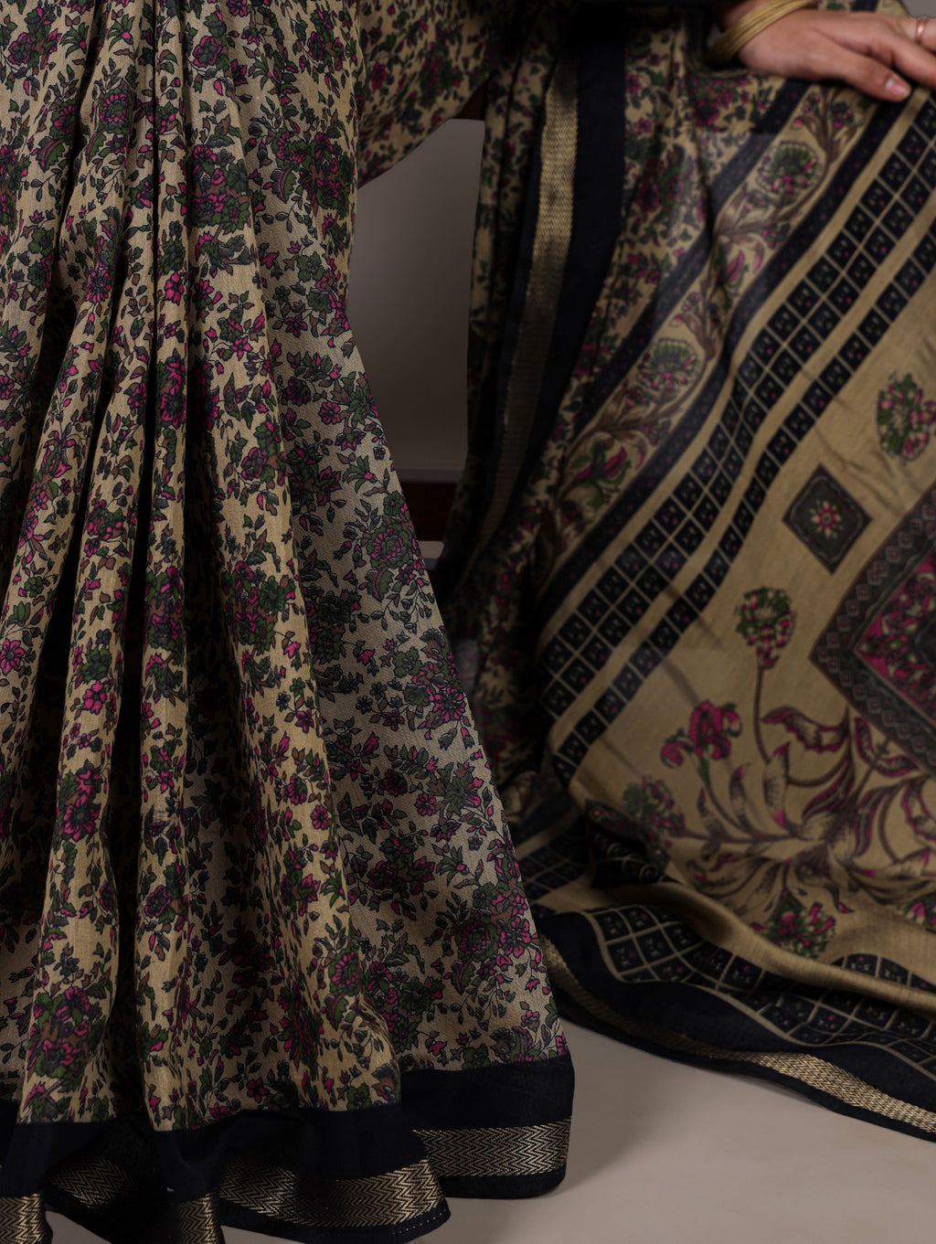 Chanderi Printed Zari Weaving Saree