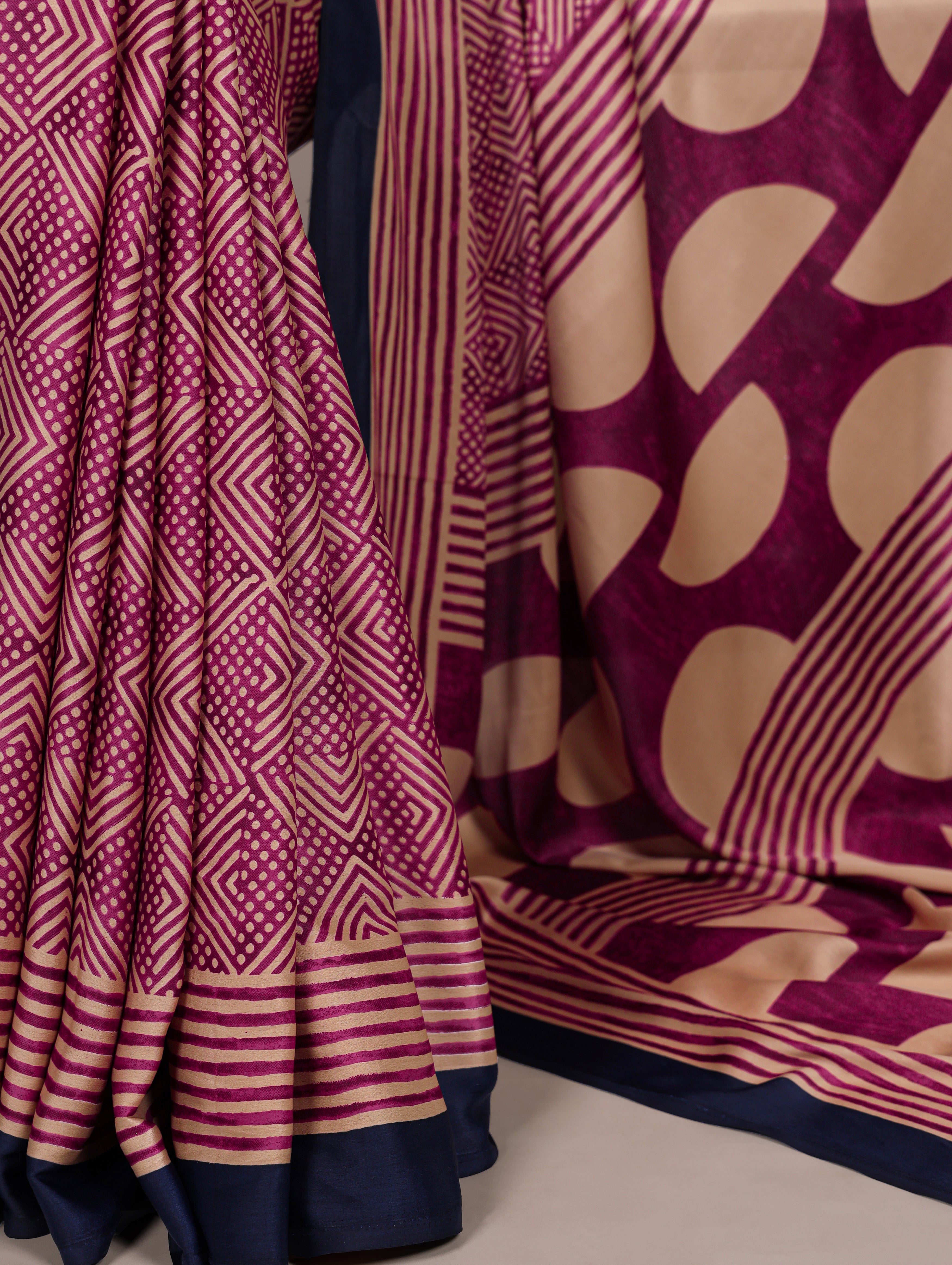 Dull Satin Printed Saree