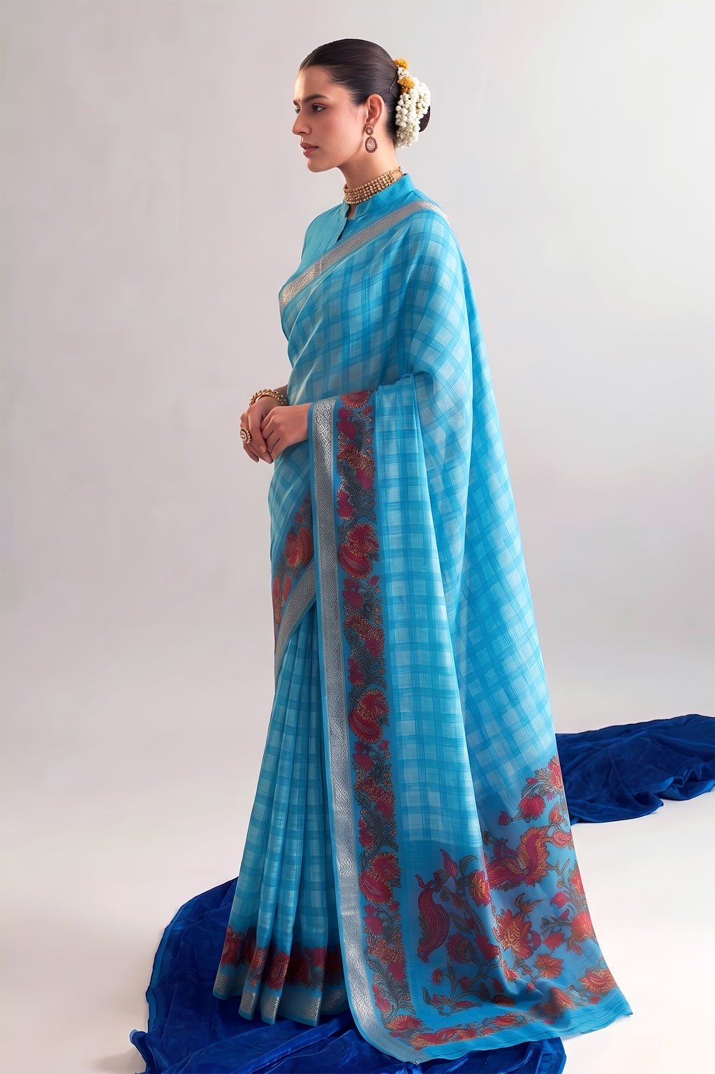 Chanderi Printed Zari Weaving Saree