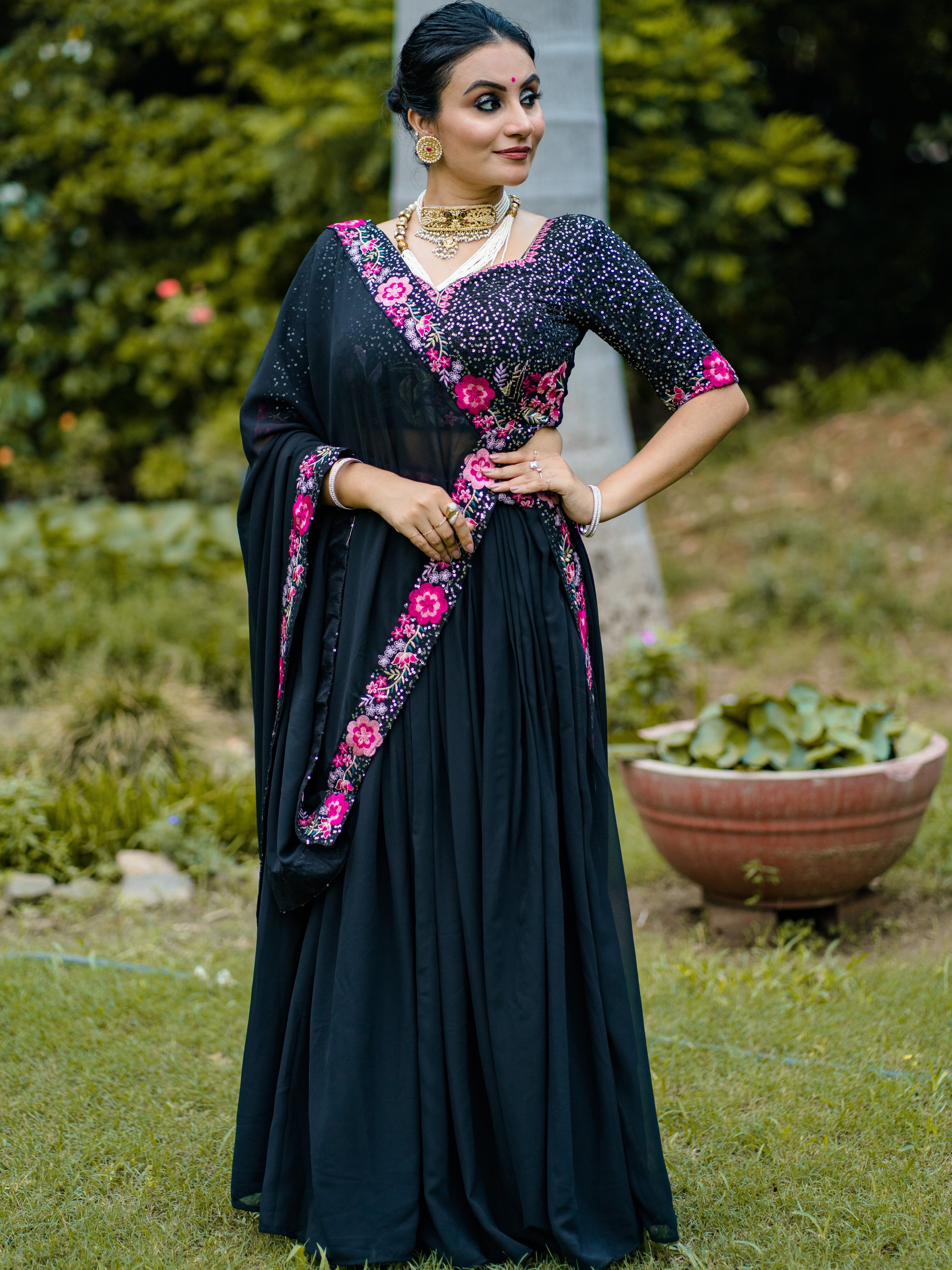 Georgette Embroidered Lehenga For Women