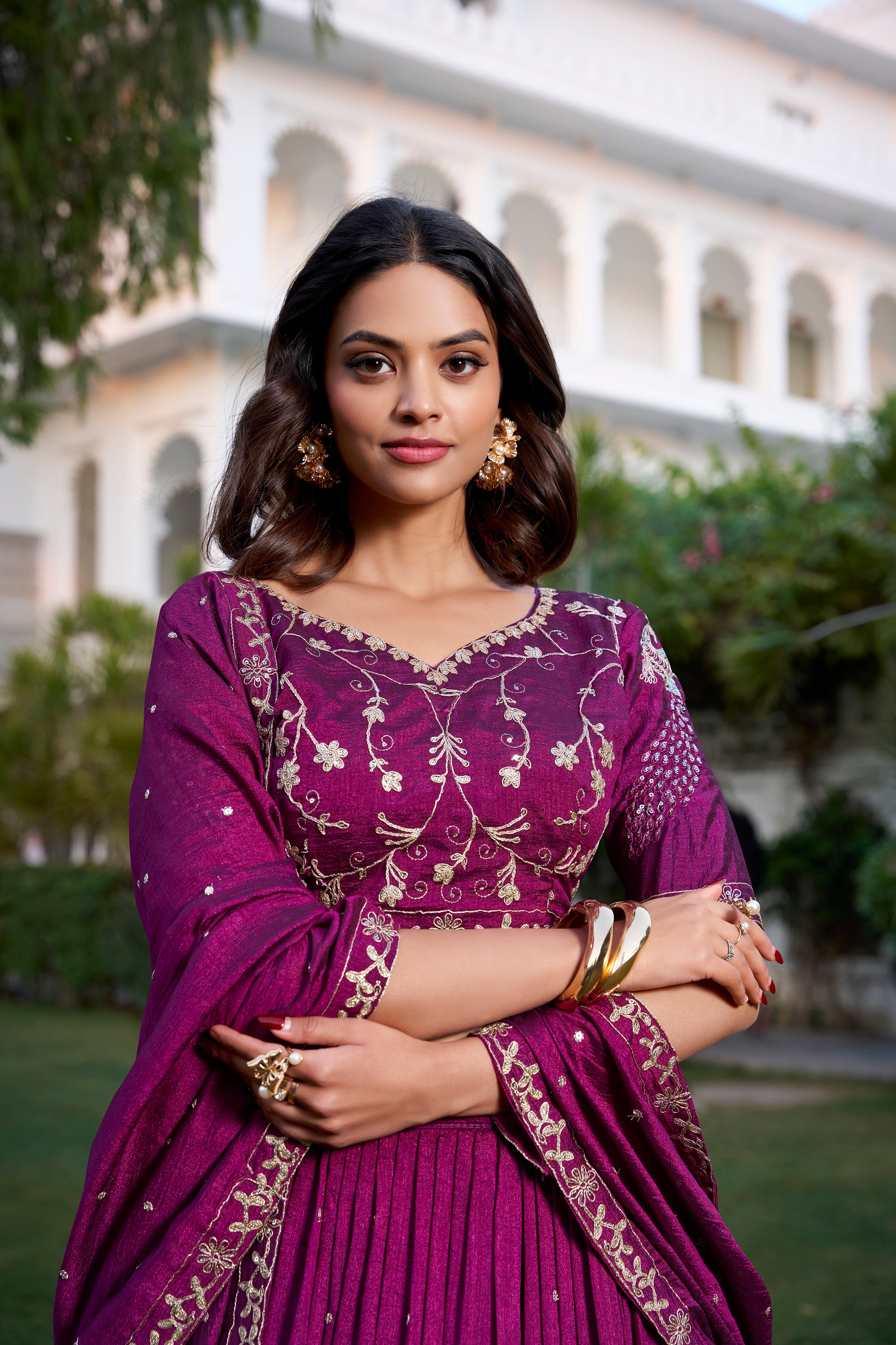 Vichitra Silk Lehenga For Women