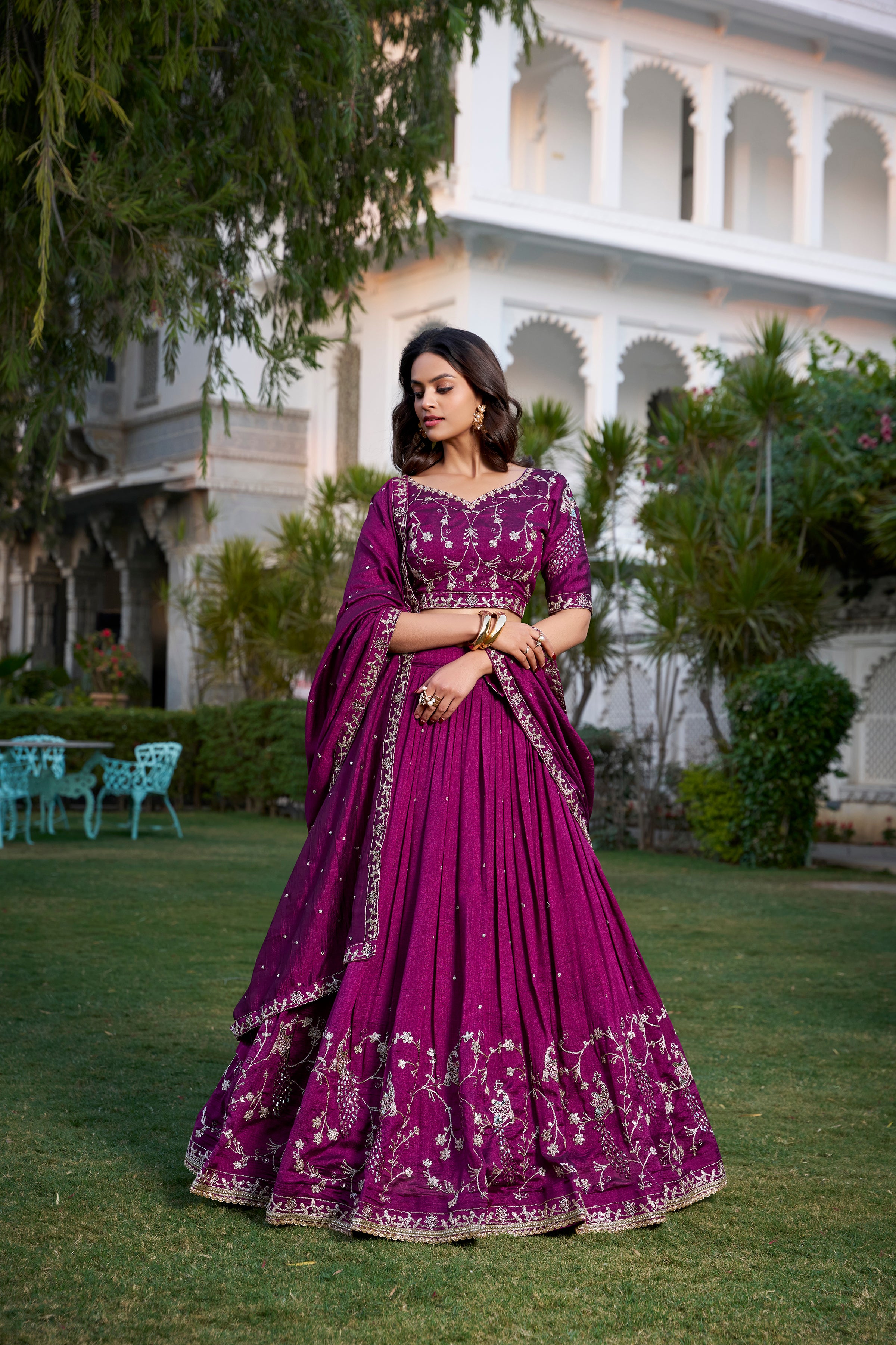 Vichitra Silk Lehenga For Women