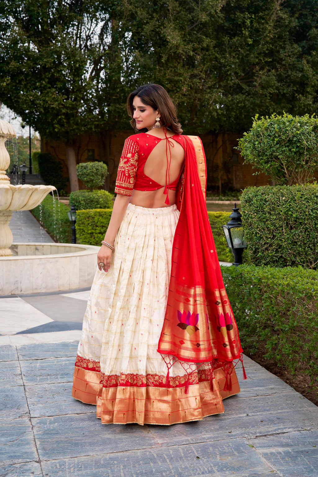 Silk Paithani Embroidered Lehenga With Jacquard Dupatta