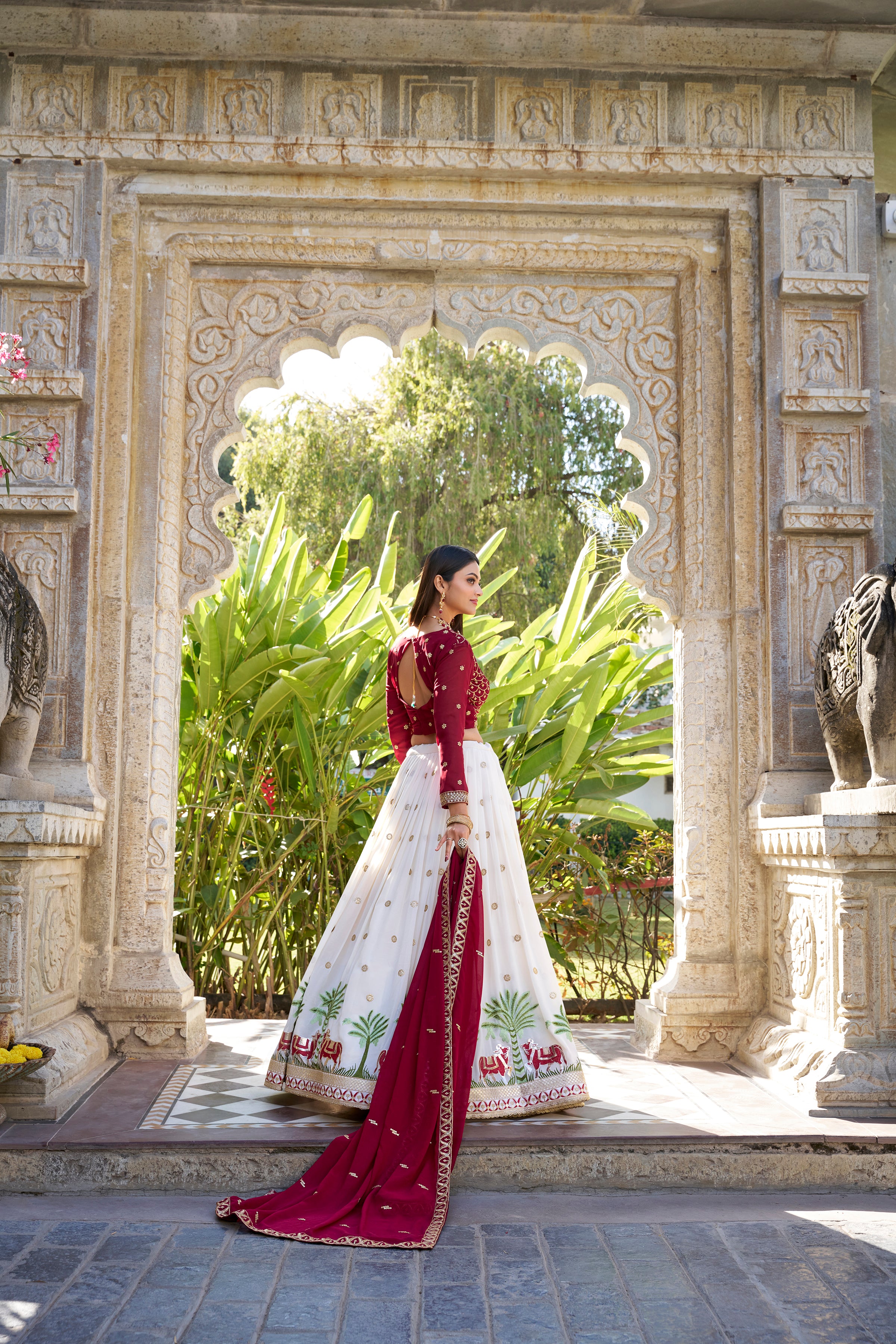 Georgette Thread Embroidered Lehenga With Dupatta