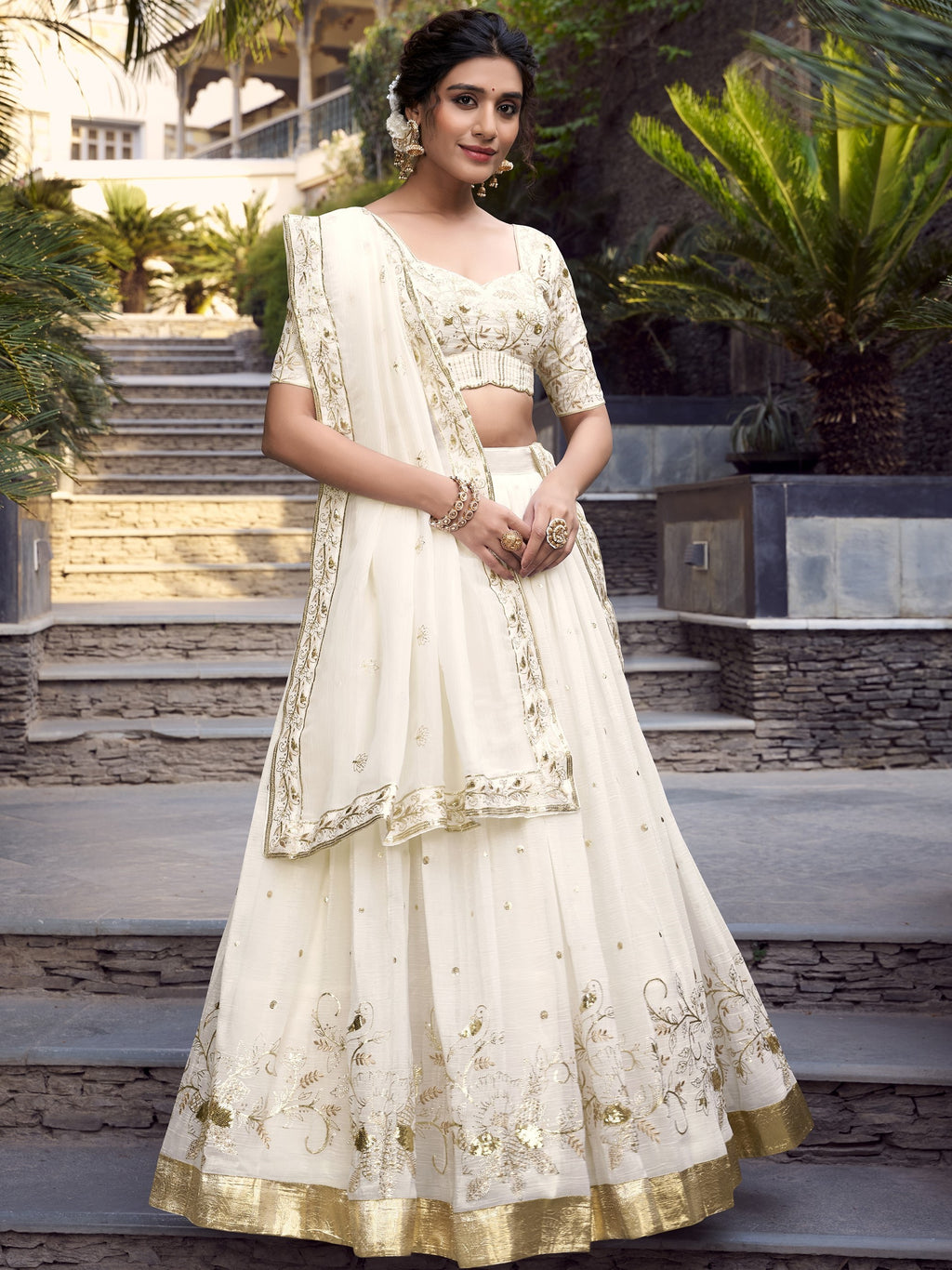 Off White Lehenga For Women