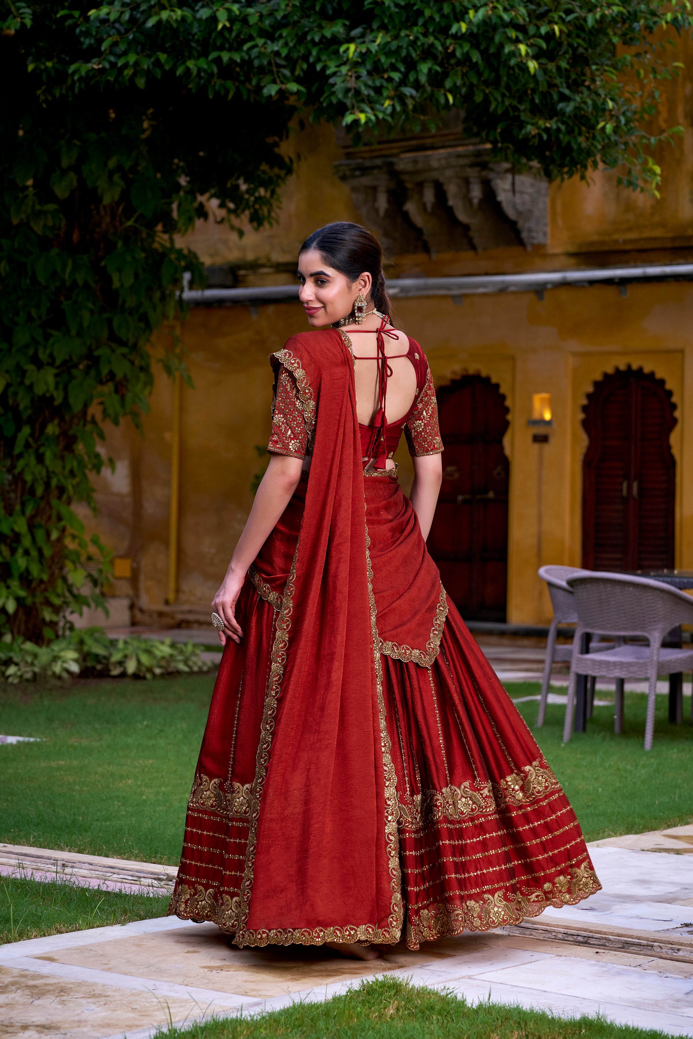 Rangoli Crush Thread Embroidered Lehenga With Dupatta