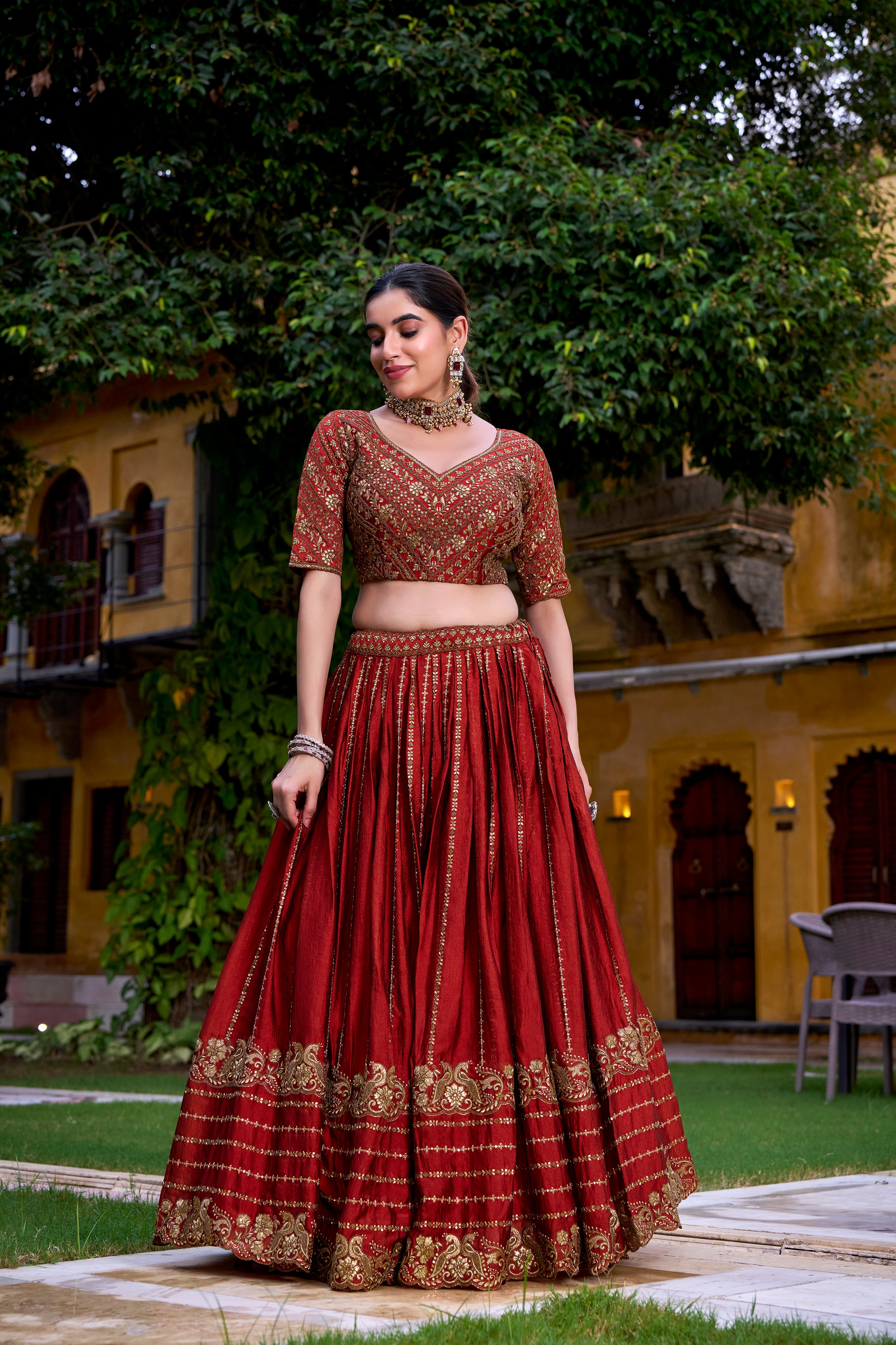 Rangoli Crush Thread Embroidered Lehenga With Dupatta
