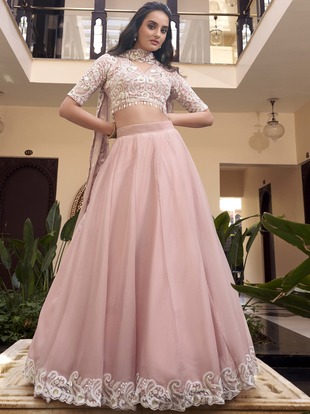 Woven Silk Lehenga For Women