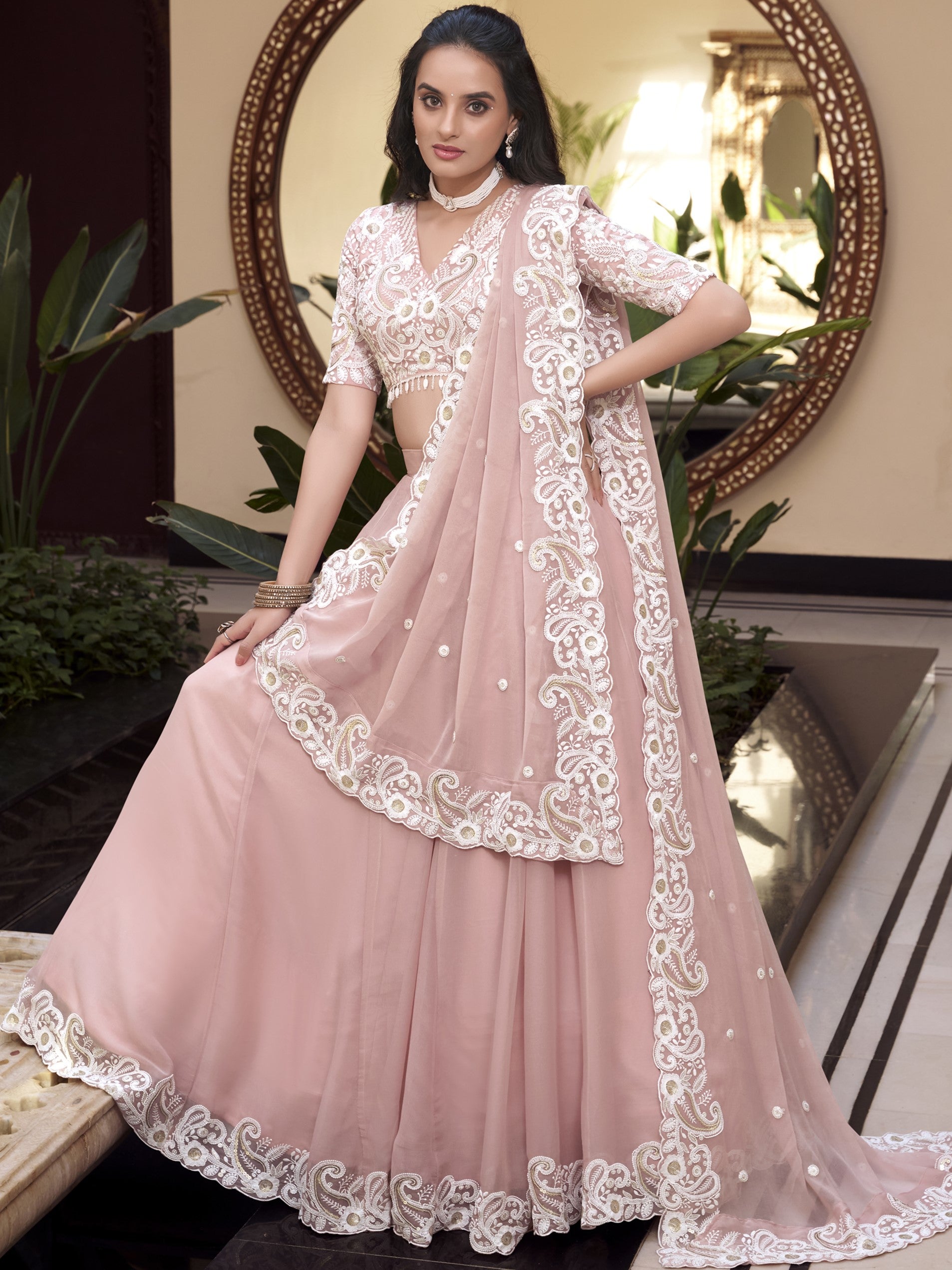 Woven Silk Lehenga For Women