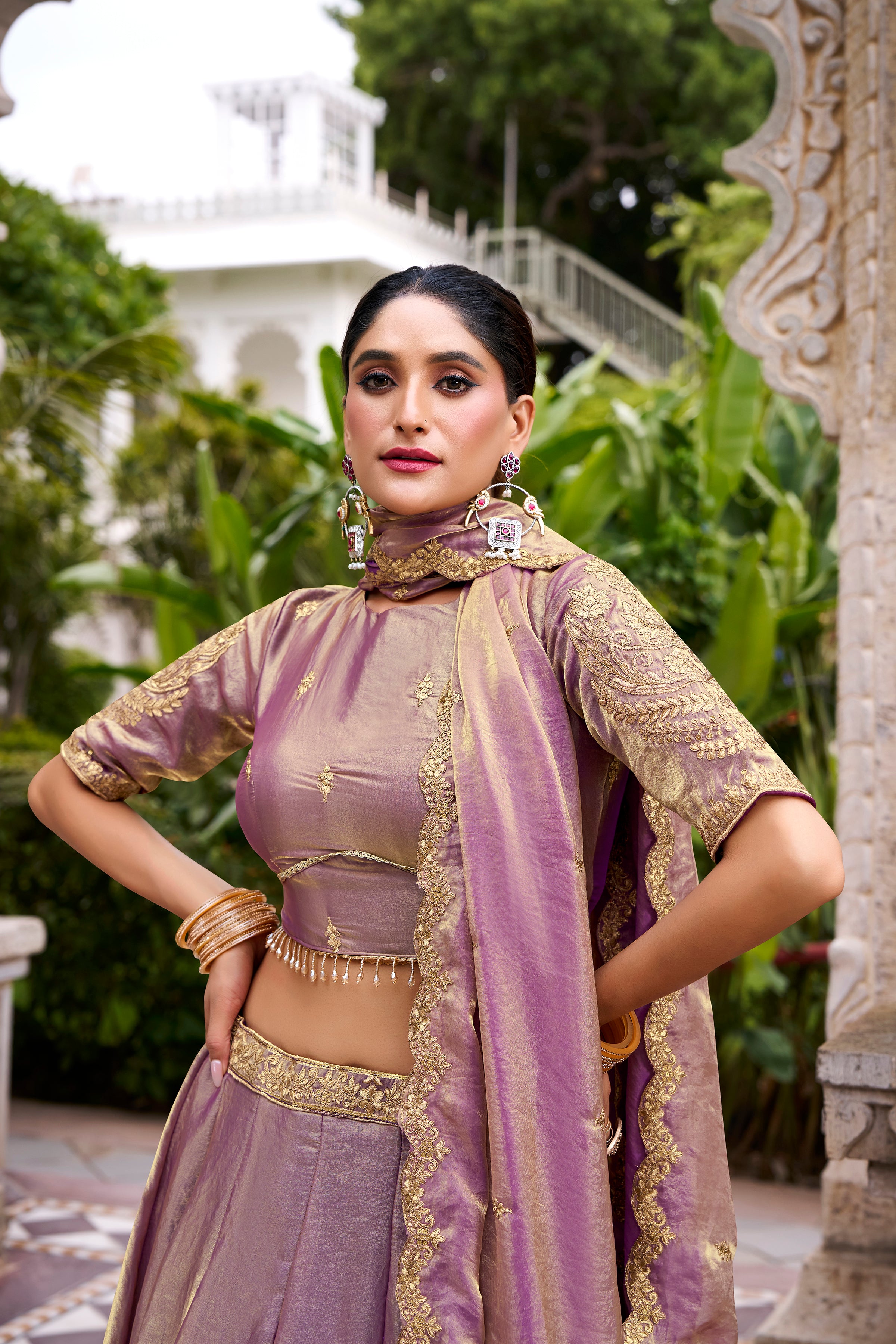 Fendi Thread Embroidered Lehenga With Dupatta