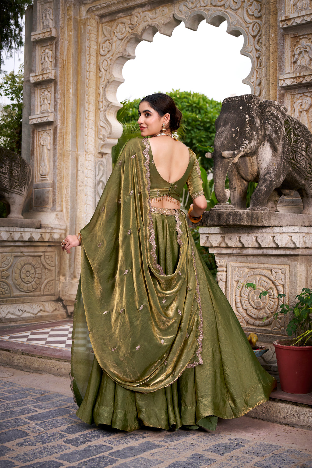 Fendi Thread Embroidered Lehenga With Dupatta