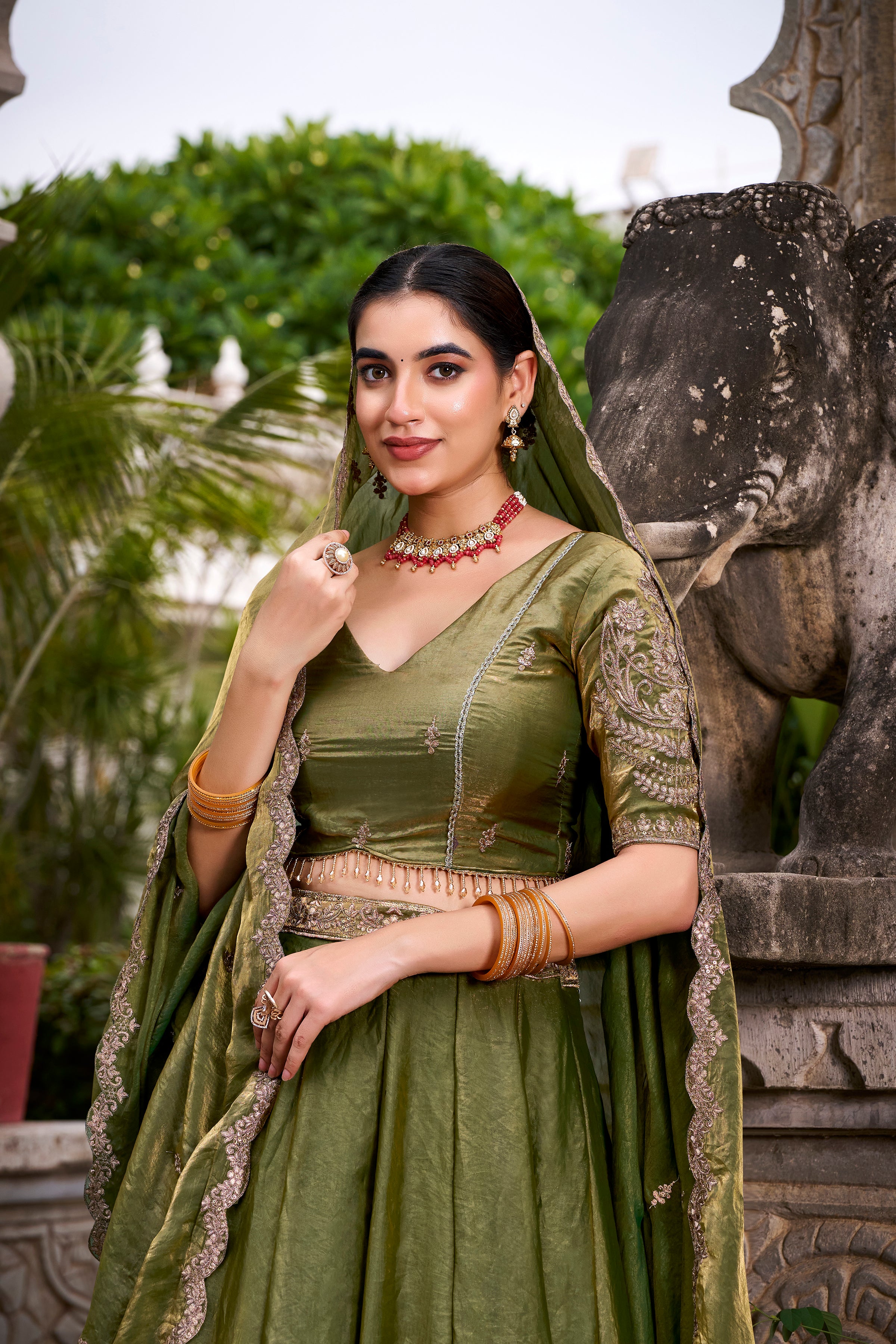 Fendi Thread Embroidered Lehenga With Dupatta