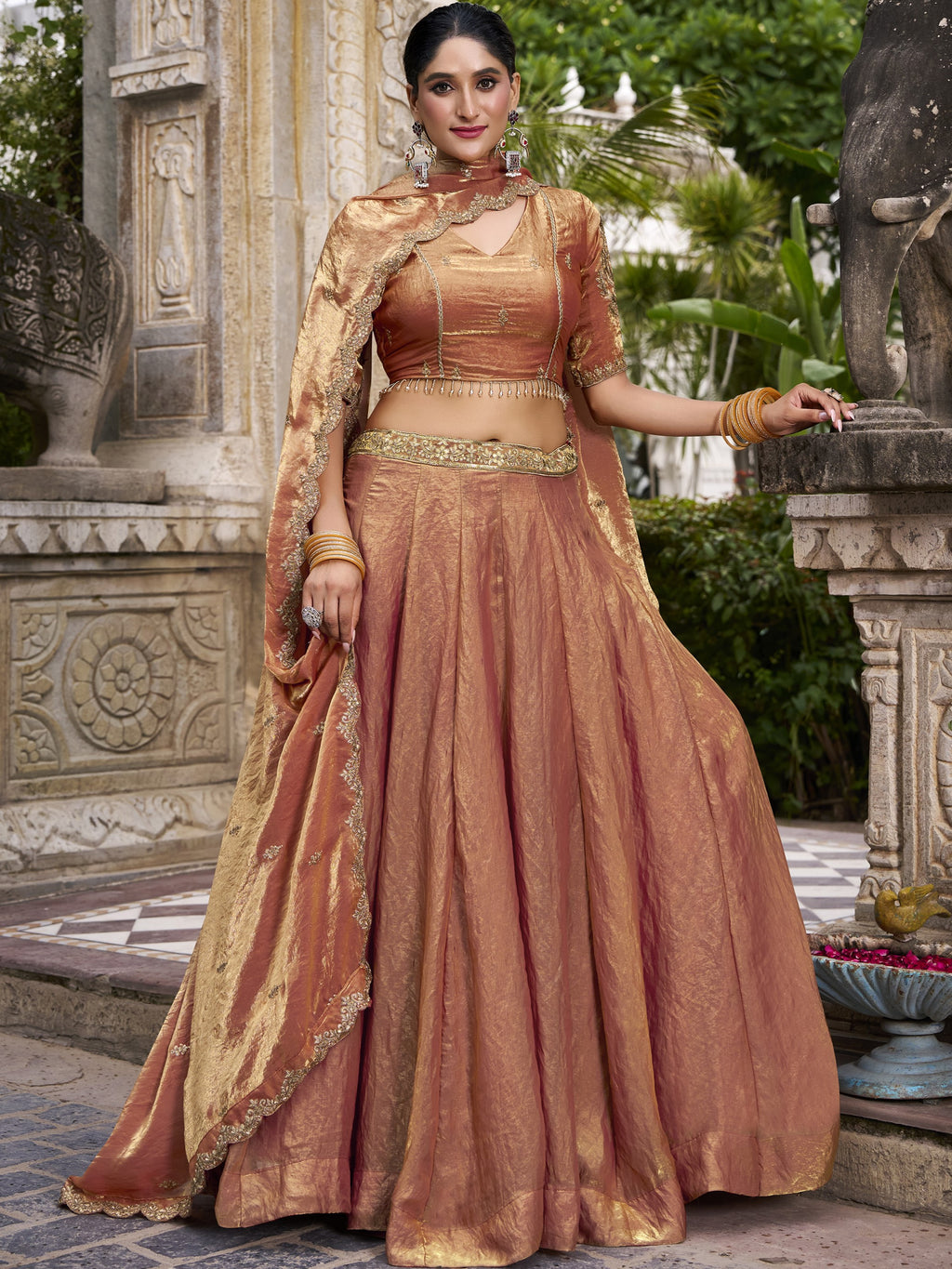 Fendi Thread Embroidered Lehenga With Dupatta