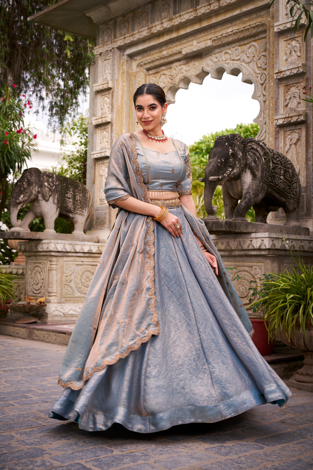Fendi Thread Embroidered Lehenga With Dupatta
