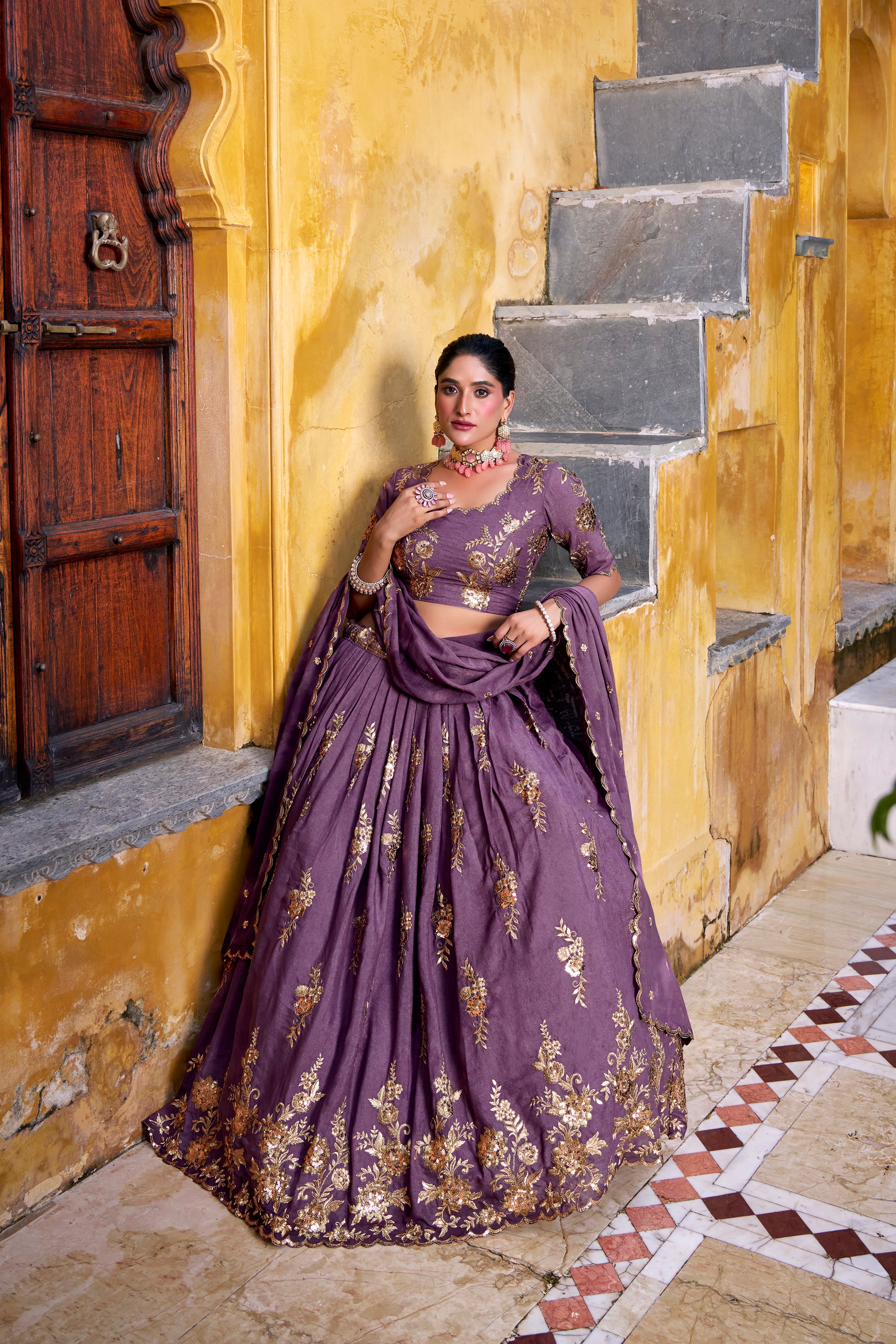 Chocolate Crush Embroidered Lehenga With Dupatta