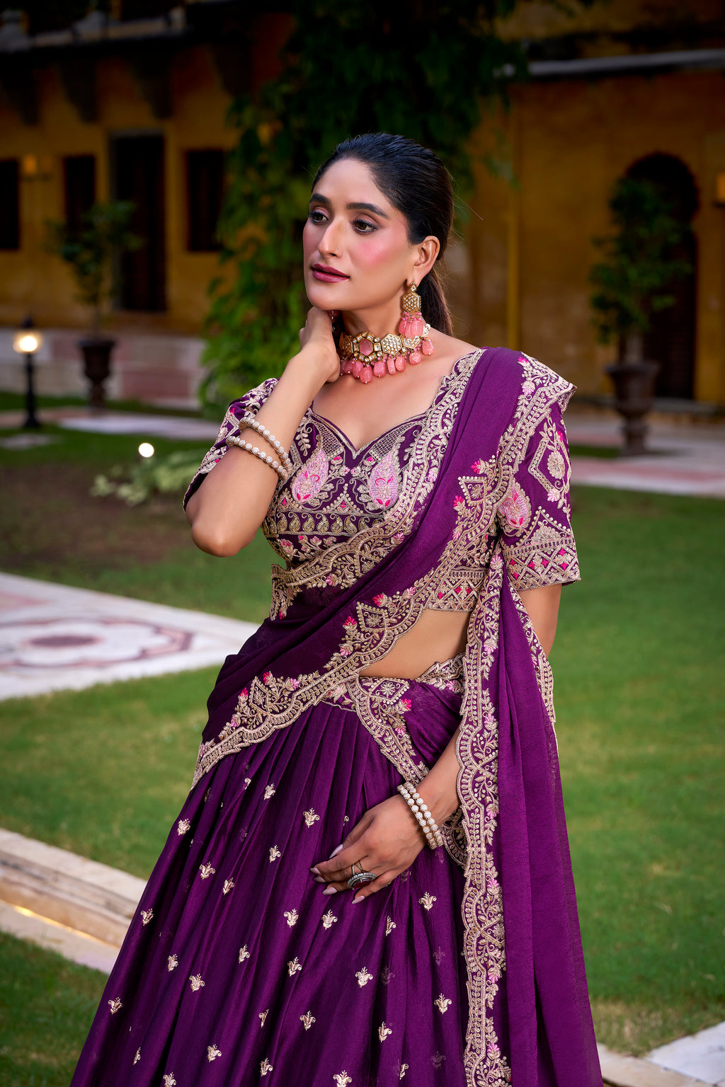 Rangoli Crush Thread Embroidered Lehenga With Dupatta