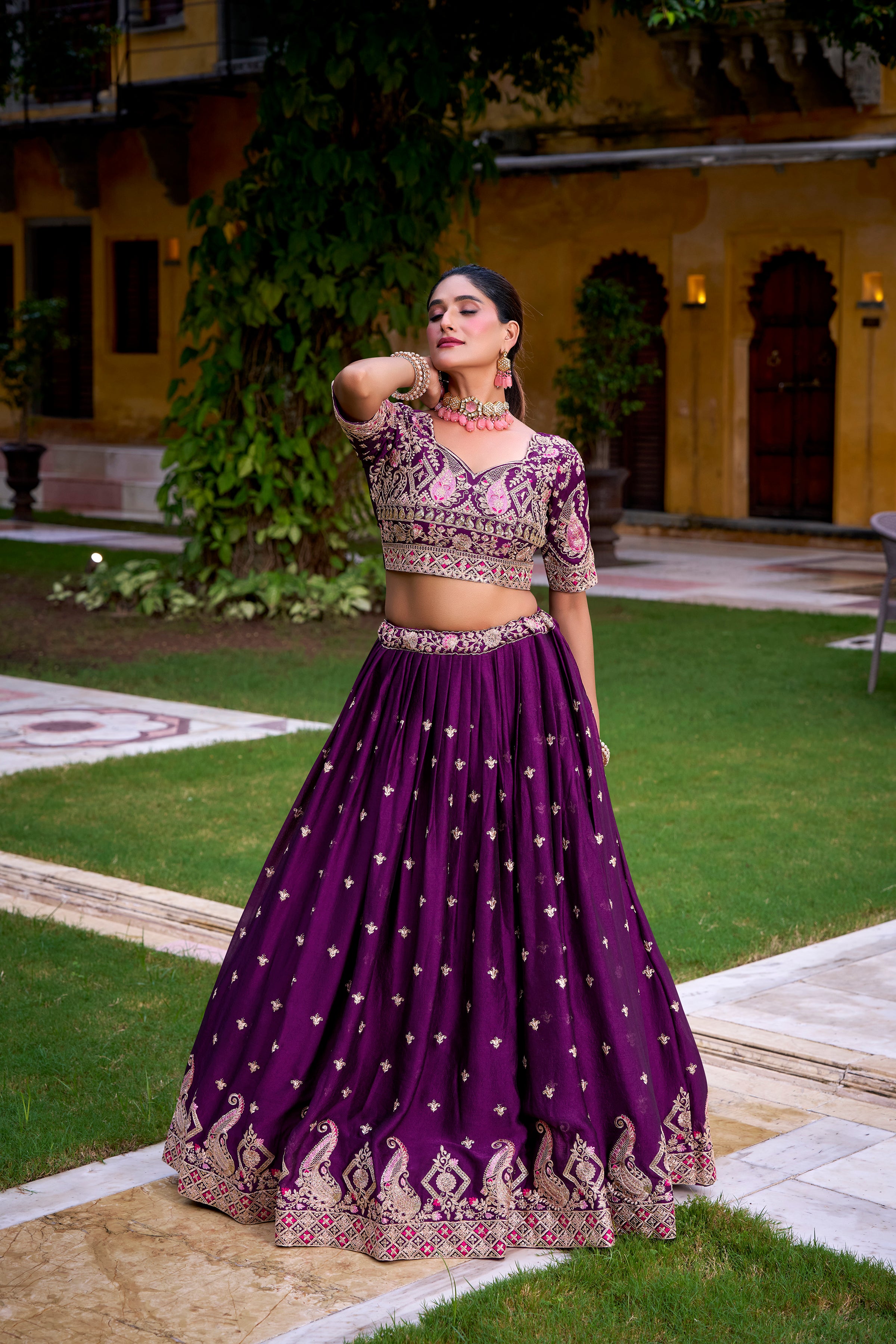 Rangoli Crush Thread Embroidered Lehenga With Dupatta