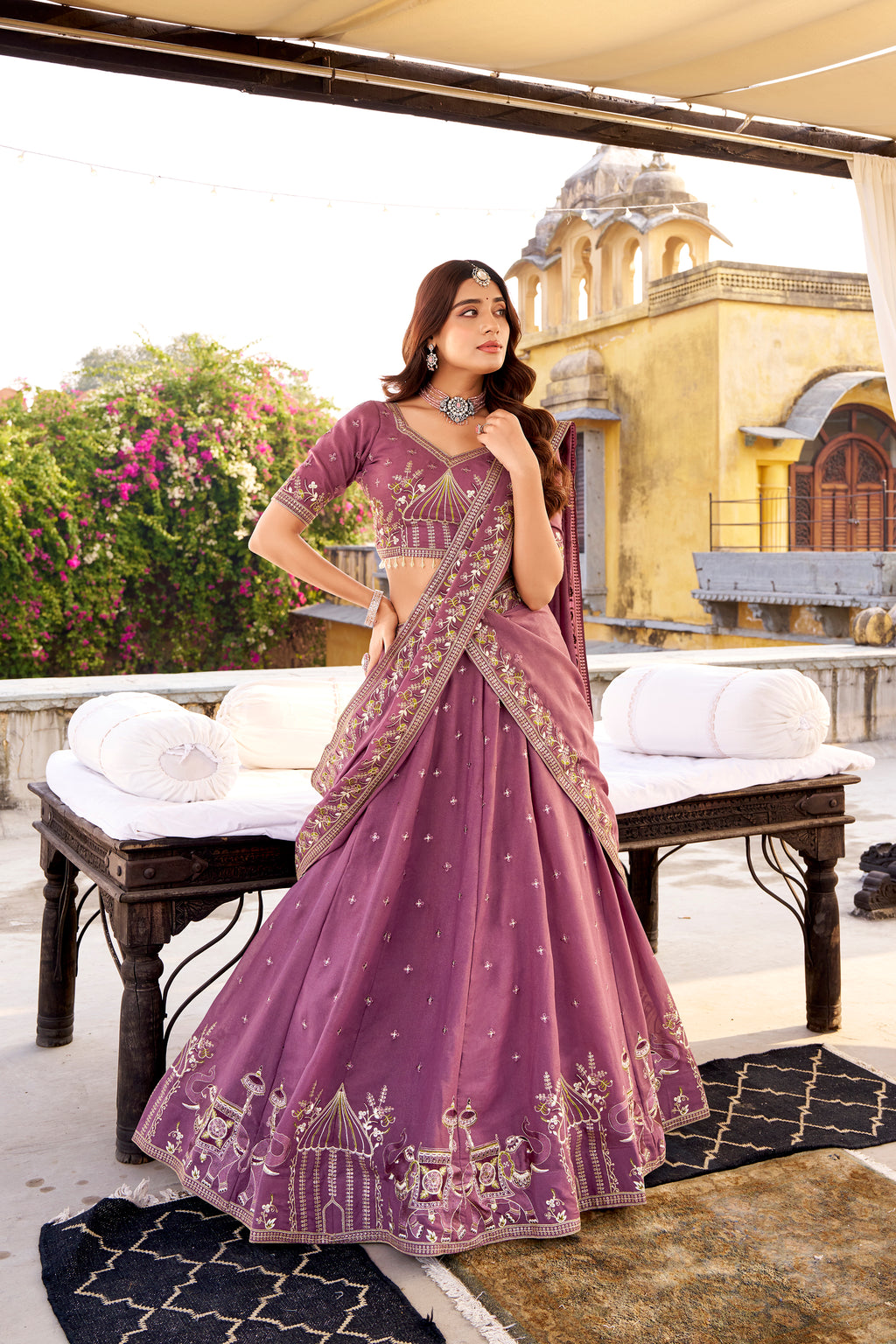 Chocolate Crush Thread Embroidered Lehenga With Dupatta