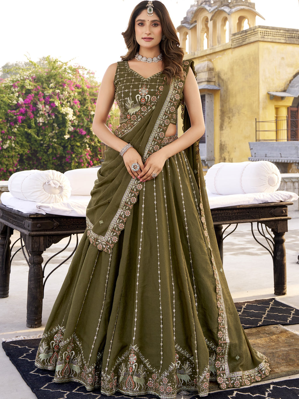 Chocolate Crush Thread Embroidered Lehenga With Dupatta
