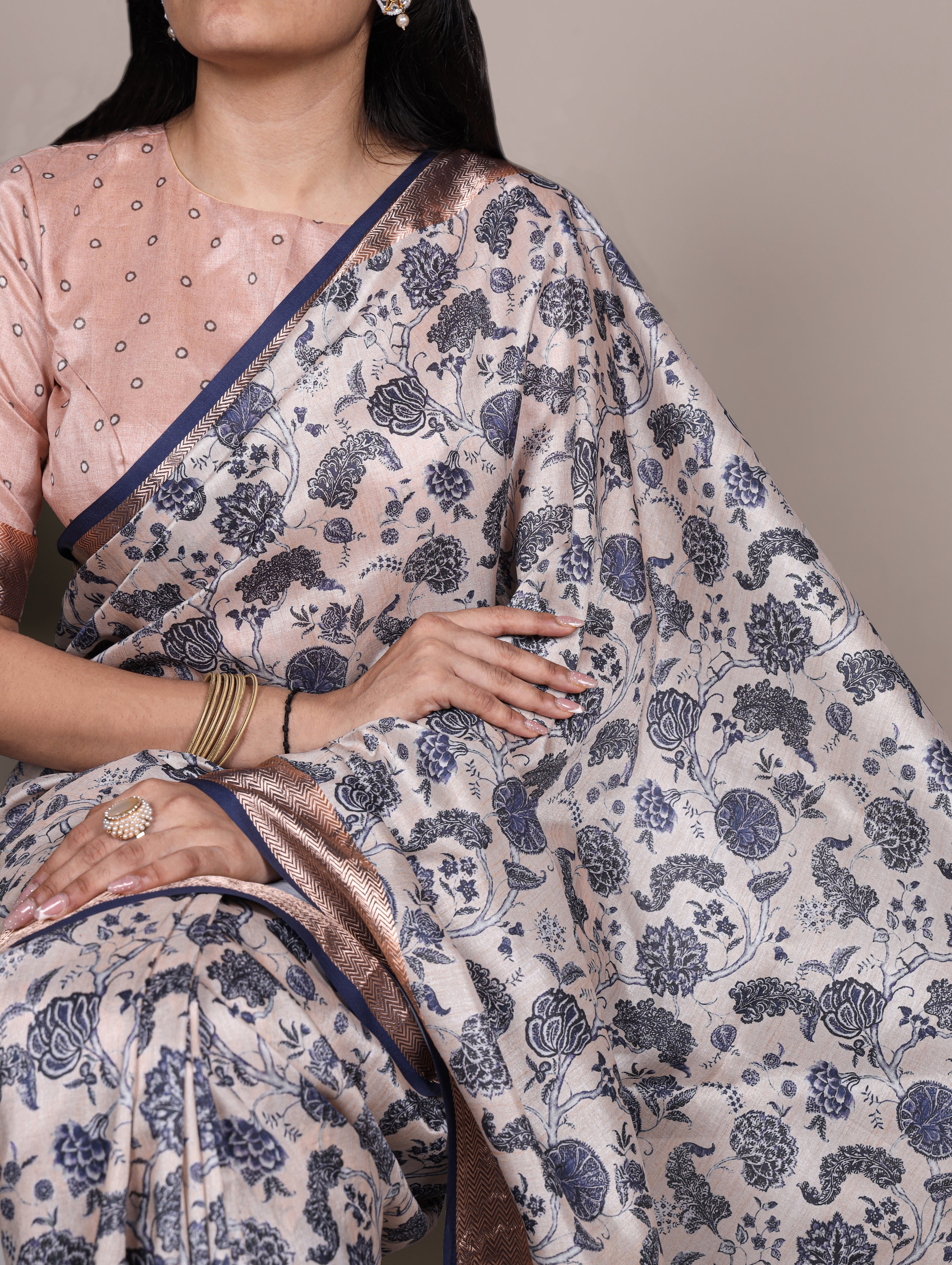 Tussar Silk Printed Saree For Women