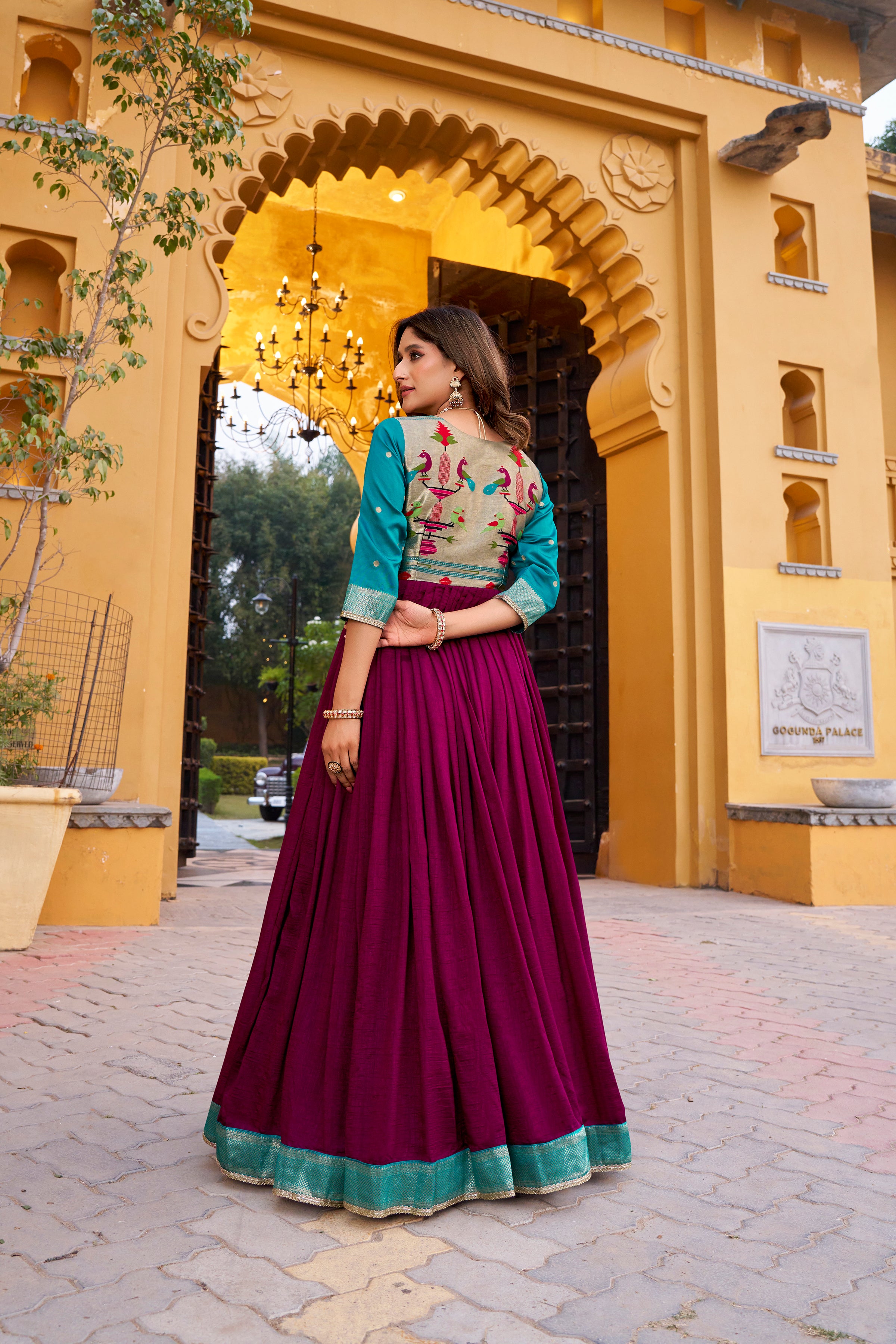 Vichitra Silk Zari Weaving Gown