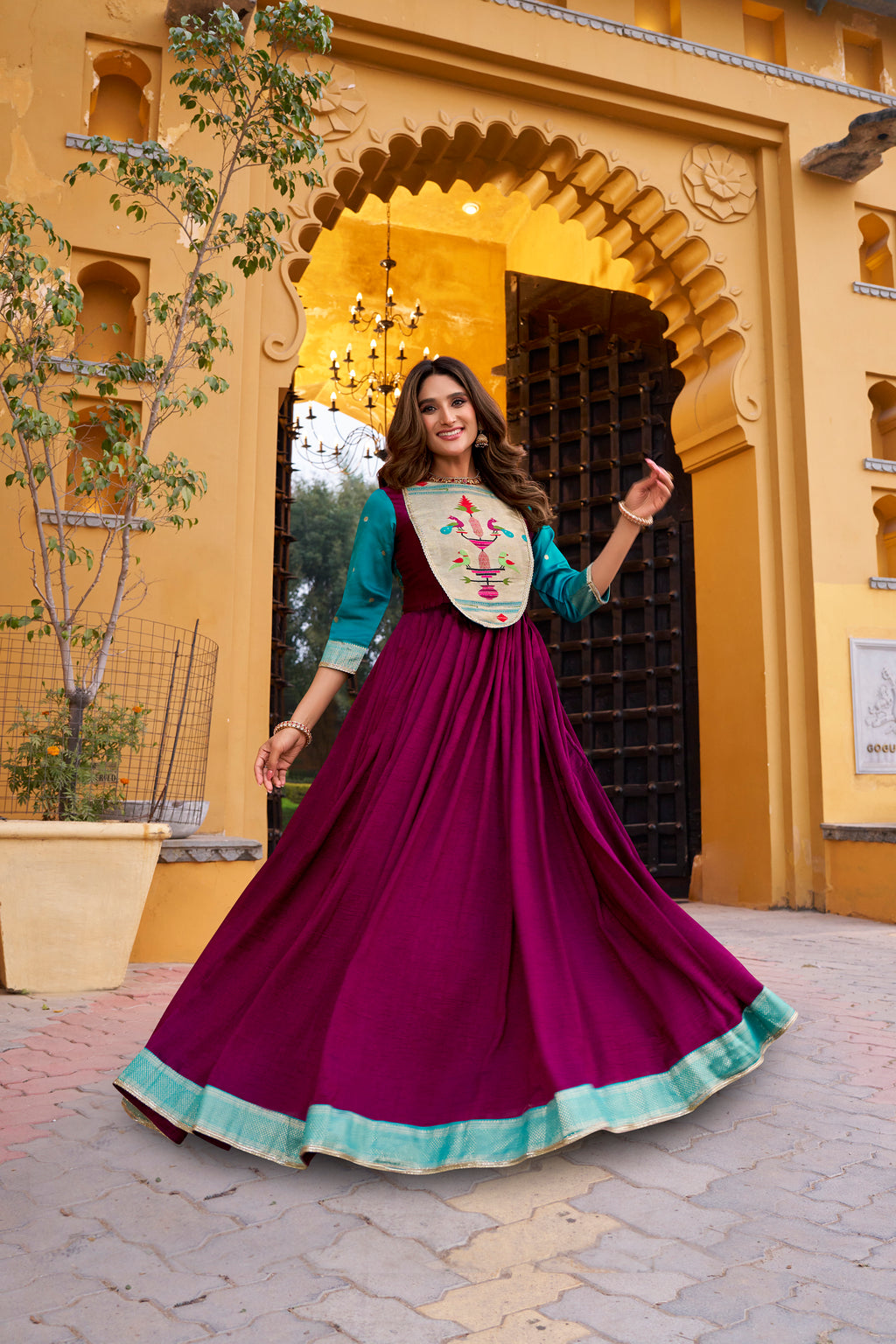 Vichitra Silk Zari Weaving Gown