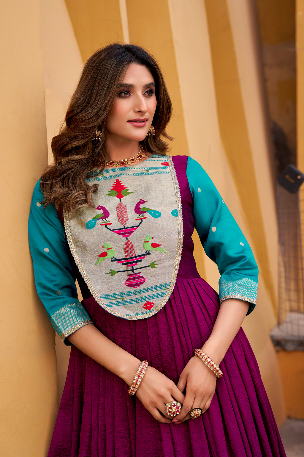 Vichitra Silk Zari Weaving Gown