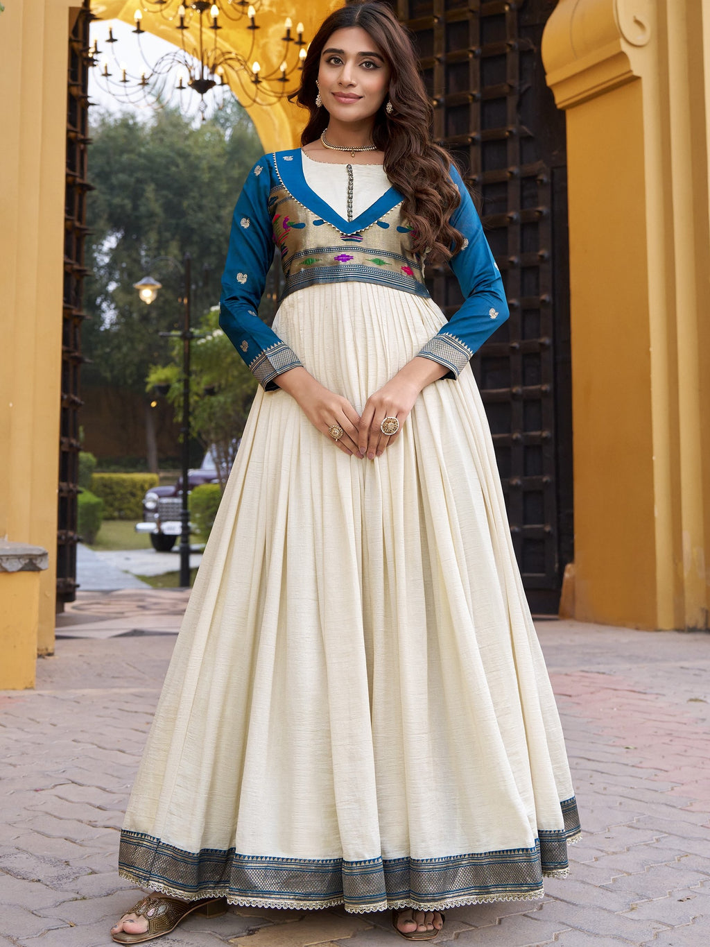 Vichitra Silk Zari Weaving Gown
