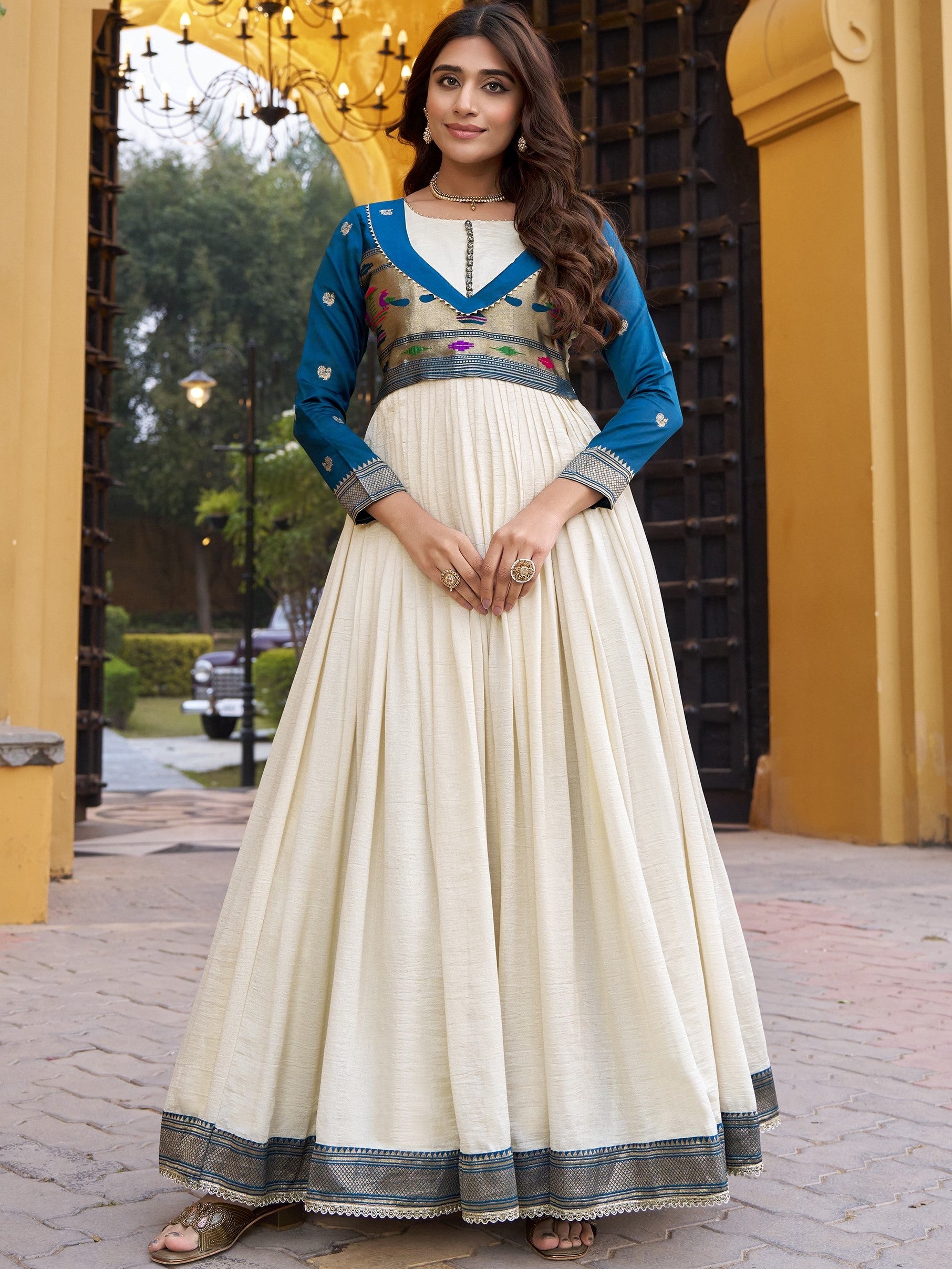 Vichitra Silk Zari Weaving Gown