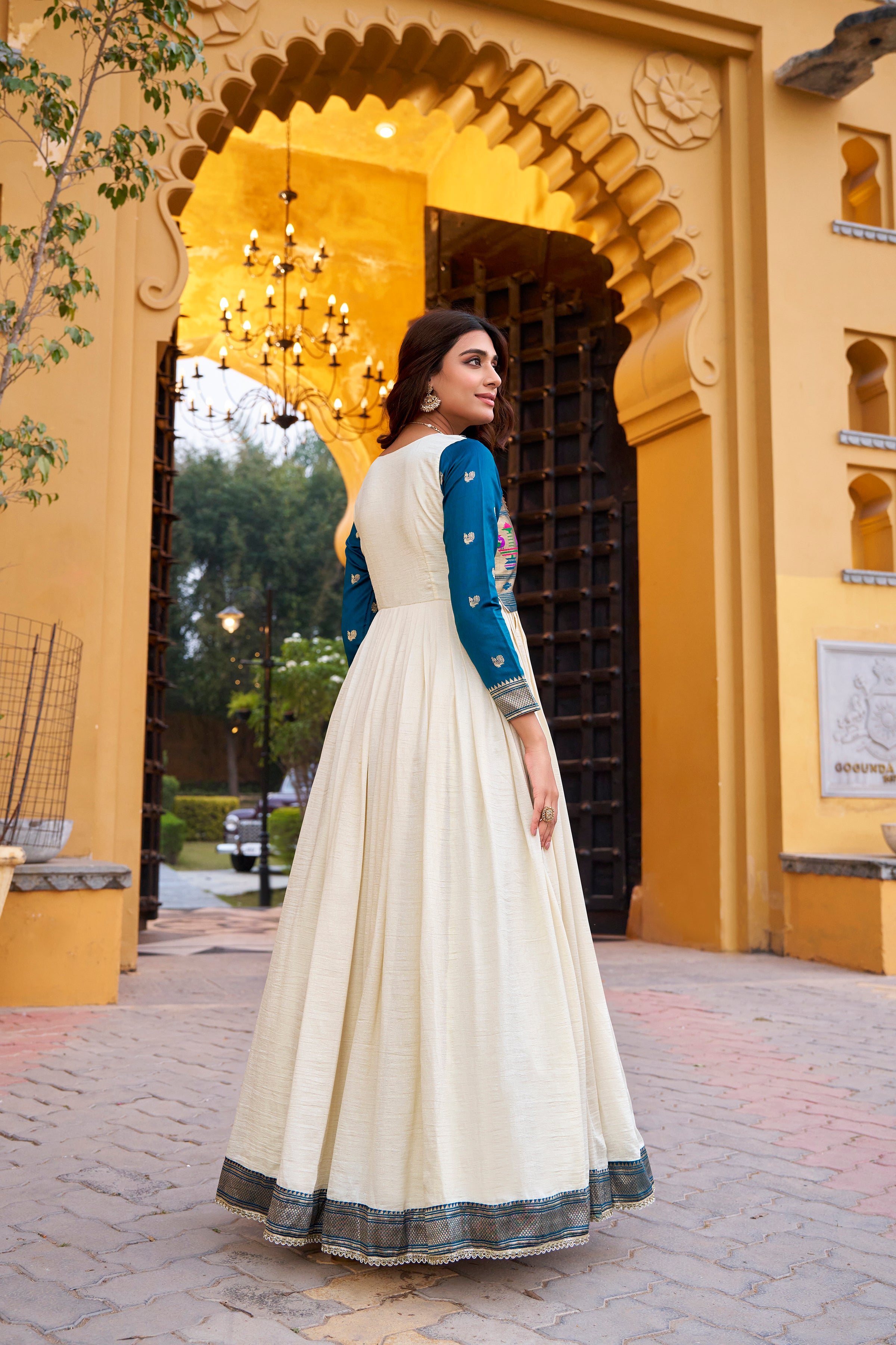 Vichitra Silk Zari Weaving Gown