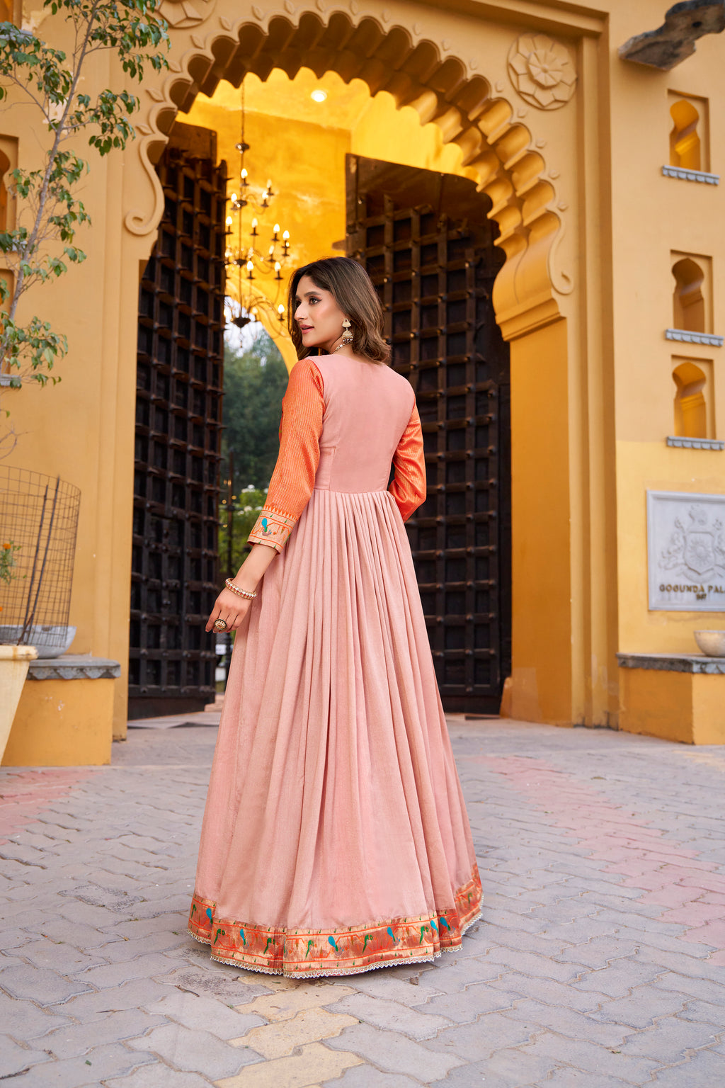 Vichitra Silk Zari Weaving Gown