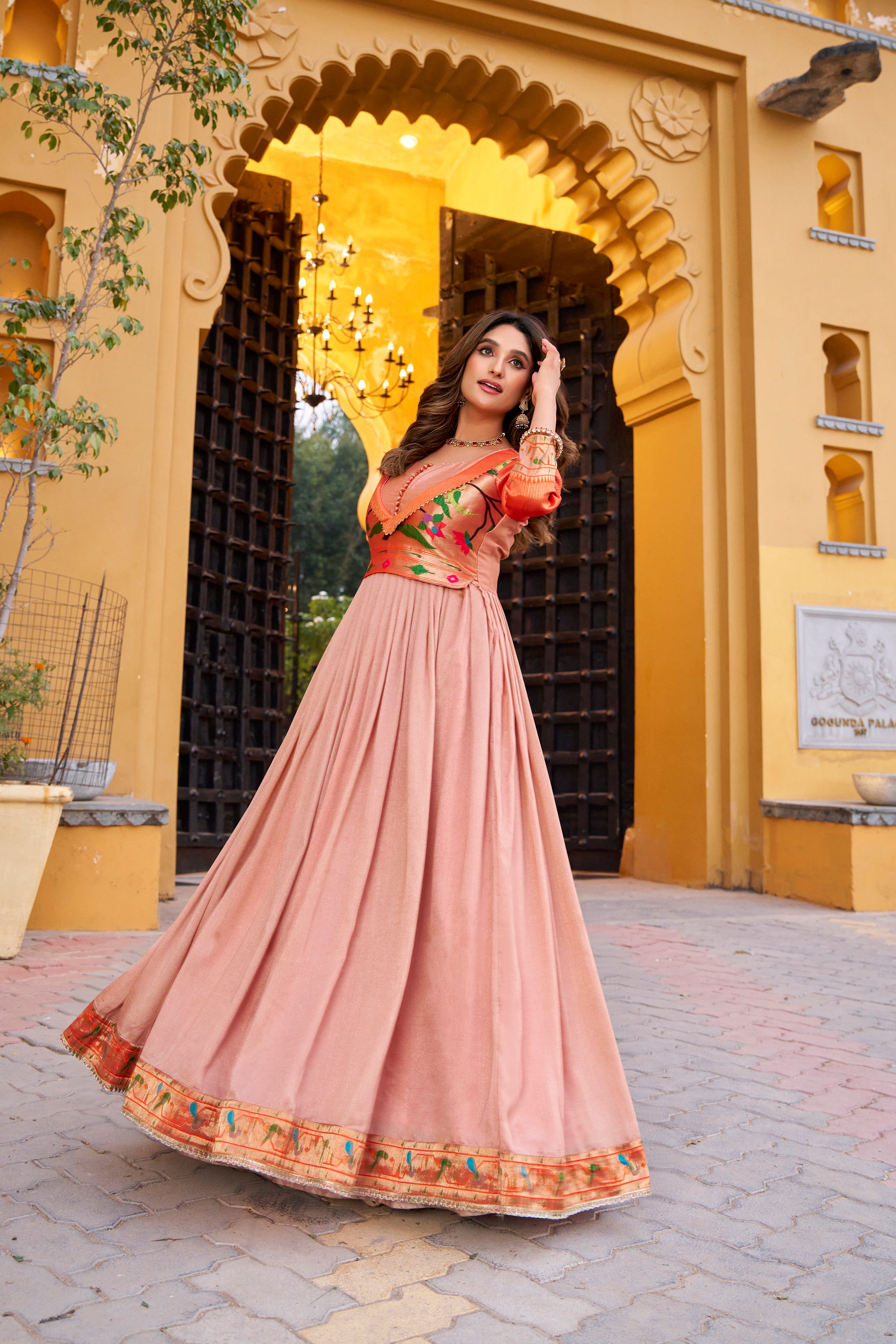 Vichitra Silk Zari Weaving Gown