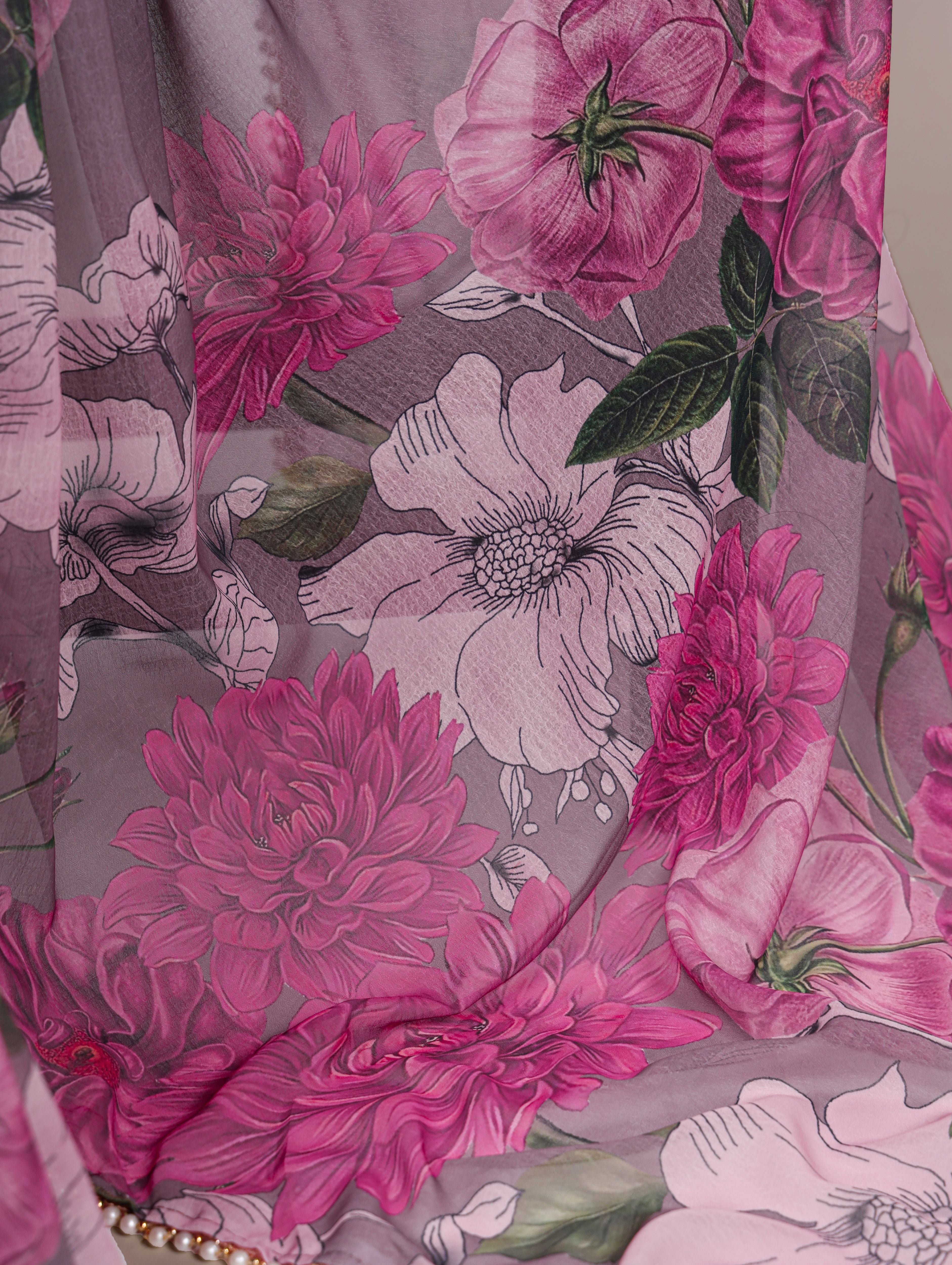 Weightless Marble Floral Printed Saree