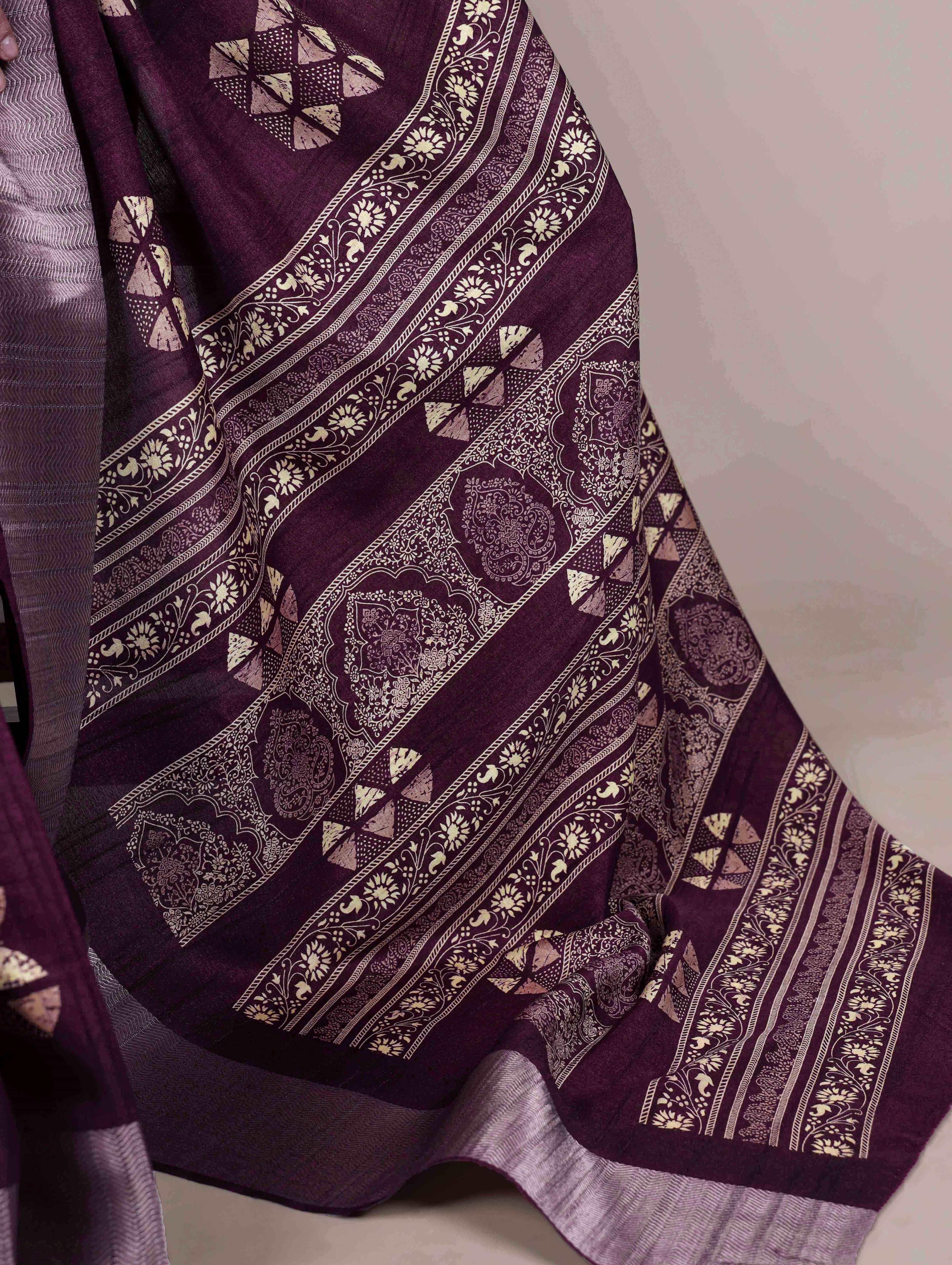 Slub Silk Printed Saree