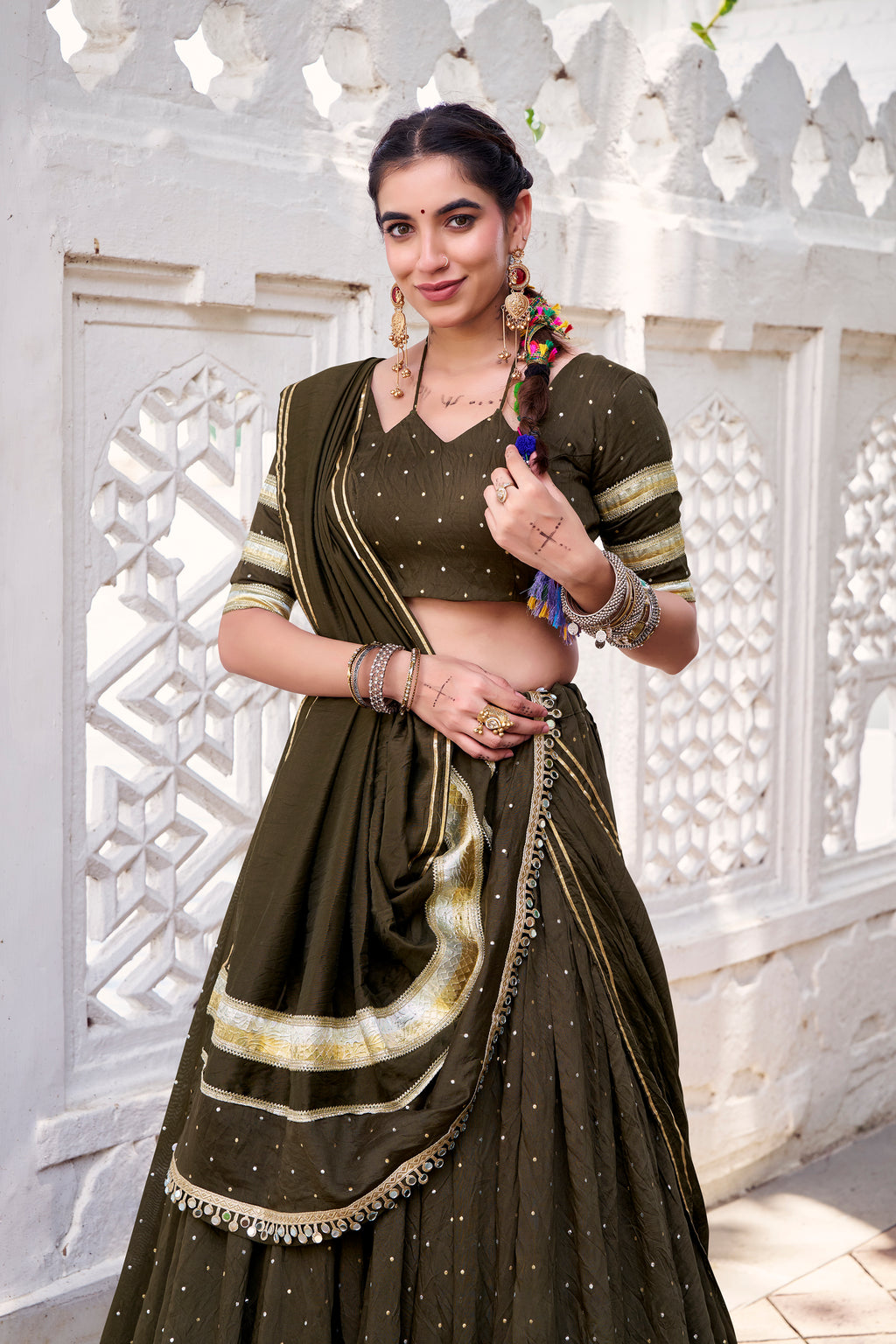 Pure Chanderi Zari Weaving Lehenga With Dupatta