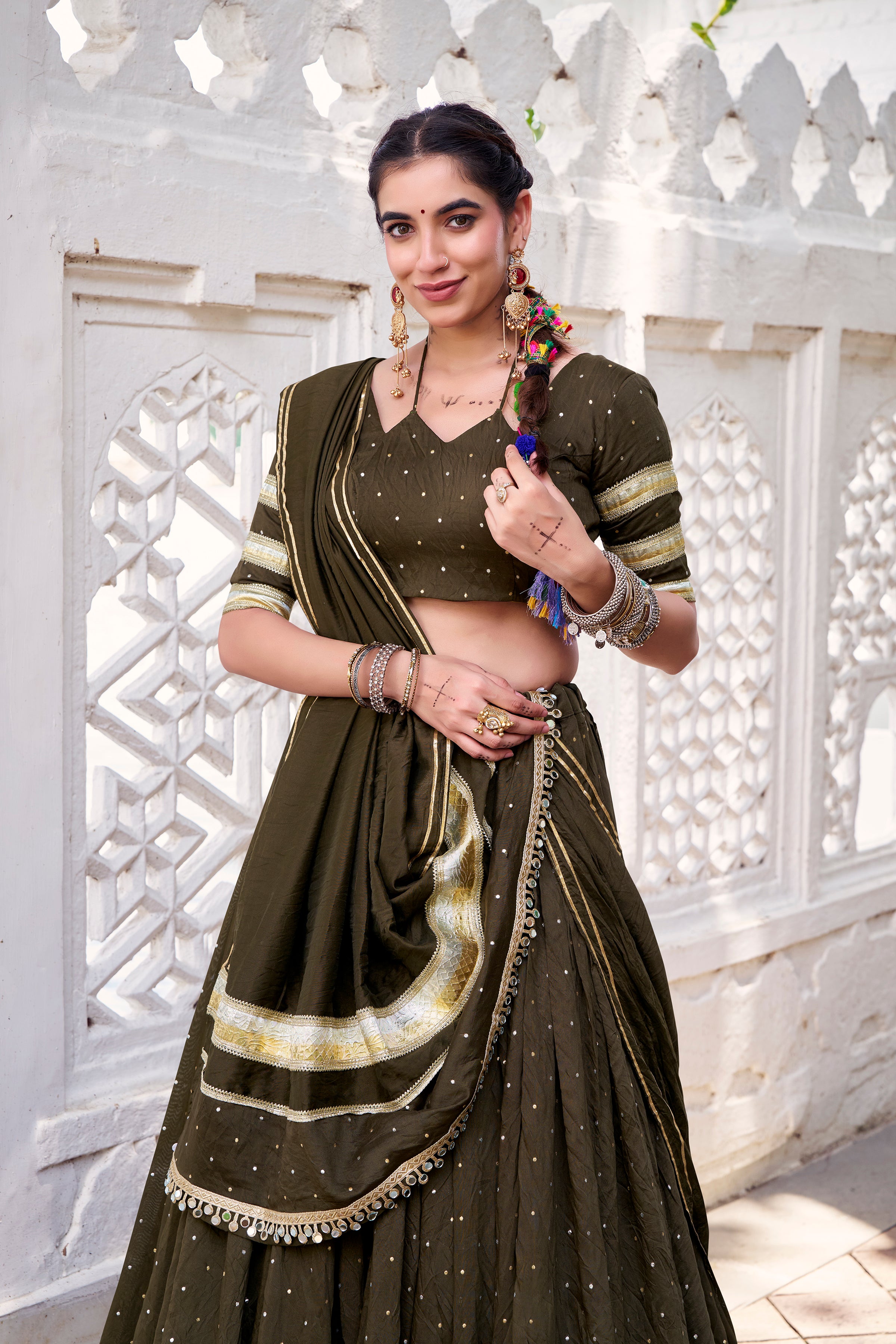 Pure Chanderi Zari Weaving Lehenga With Dupatta