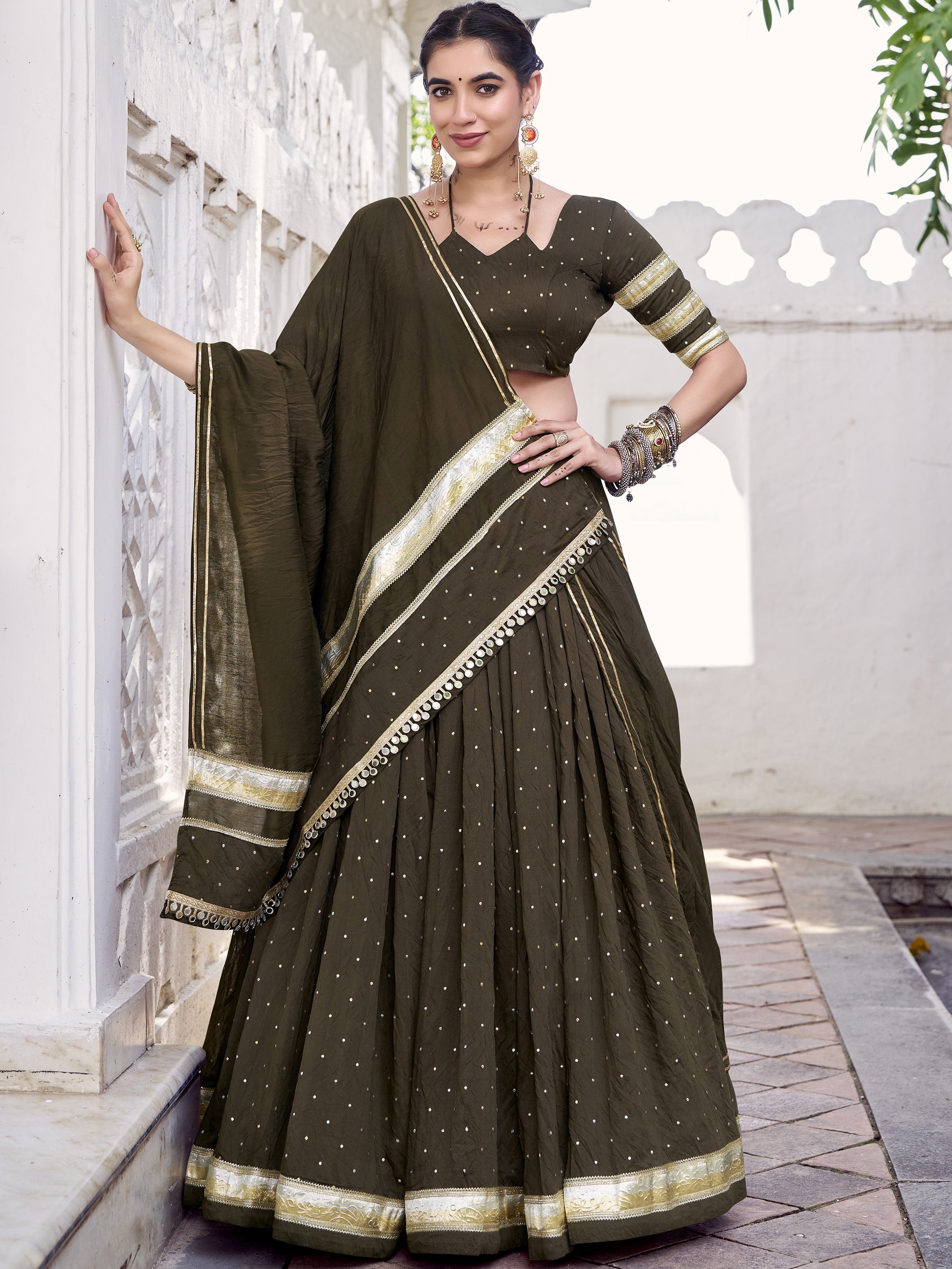 Pure Chanderi Zari Weaving Lehenga With Dupatta