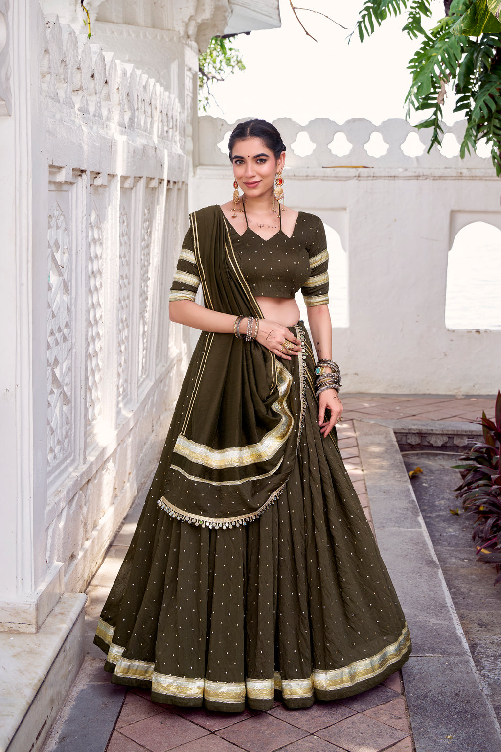 Pure Chanderi Zari Weaving Lehenga With Dupatta