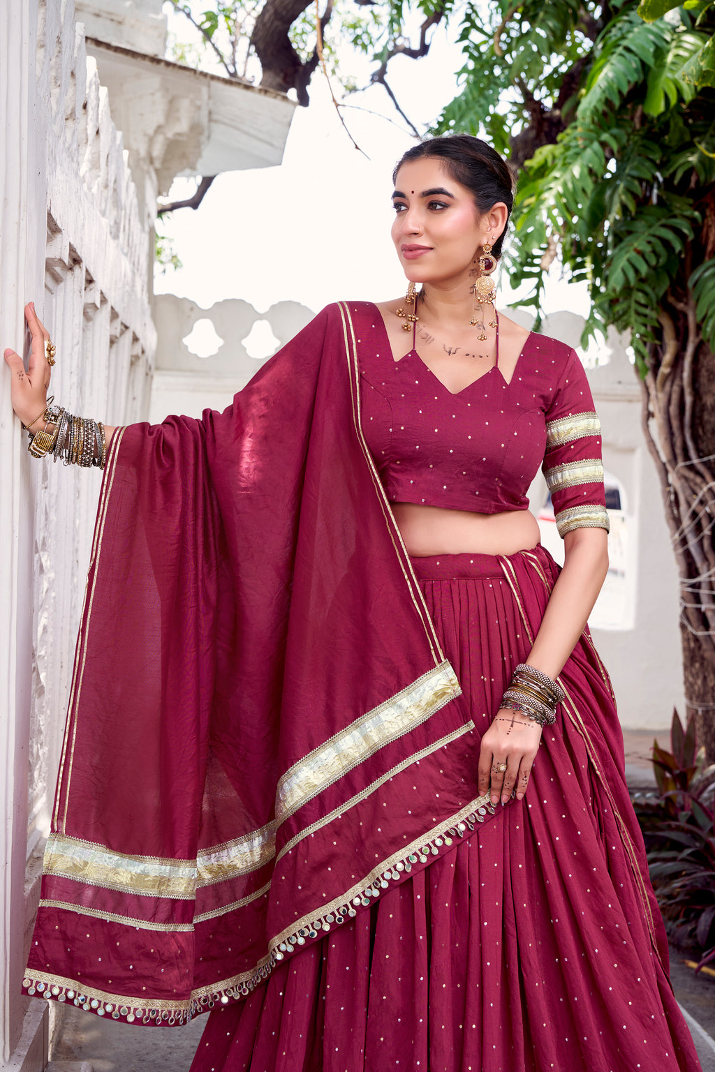 Pure Chanderi Zari Weaving Lehenga With Dupatta