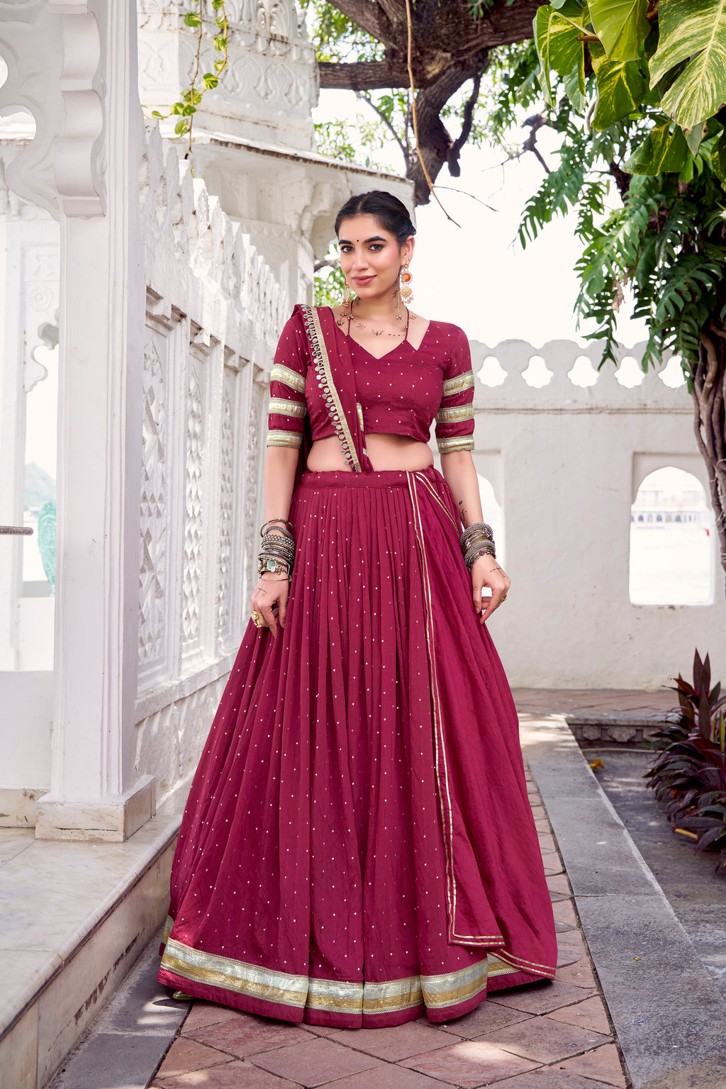 Pure Chanderi Zari Weaving Lehenga With Dupatta