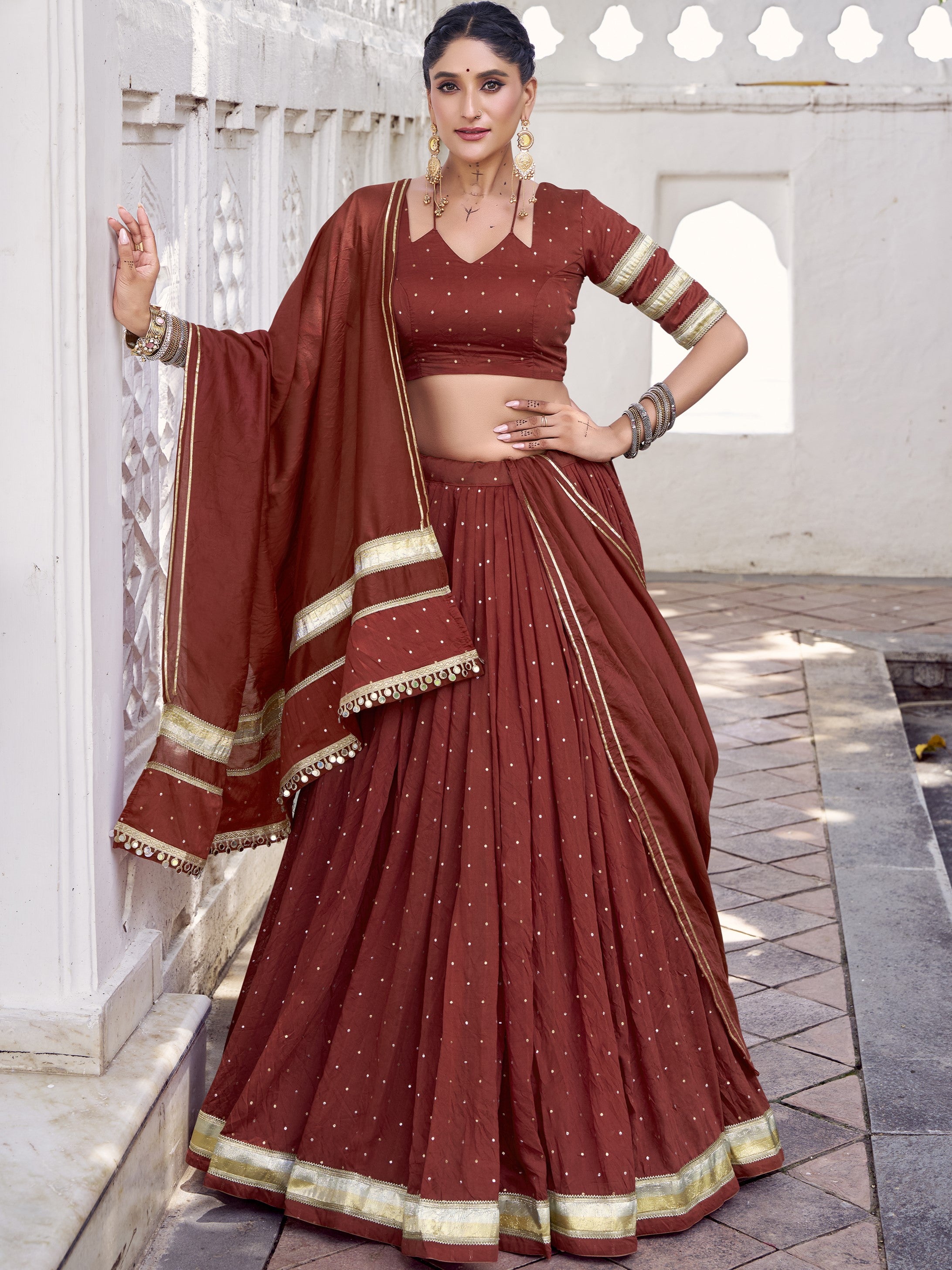 Pure Chanderi Zari Weaving Lehenga With Dupatta