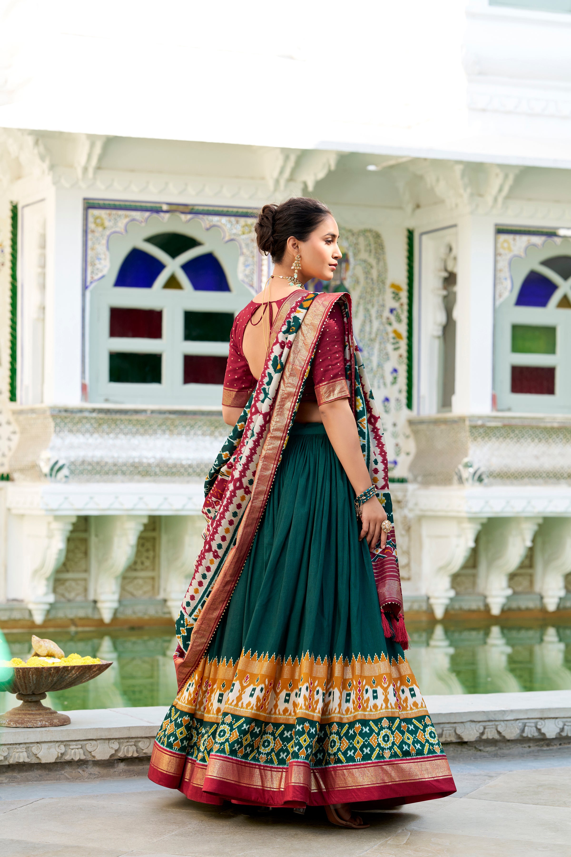Tussar Silk Patola Printed Lehenga With Dupatta