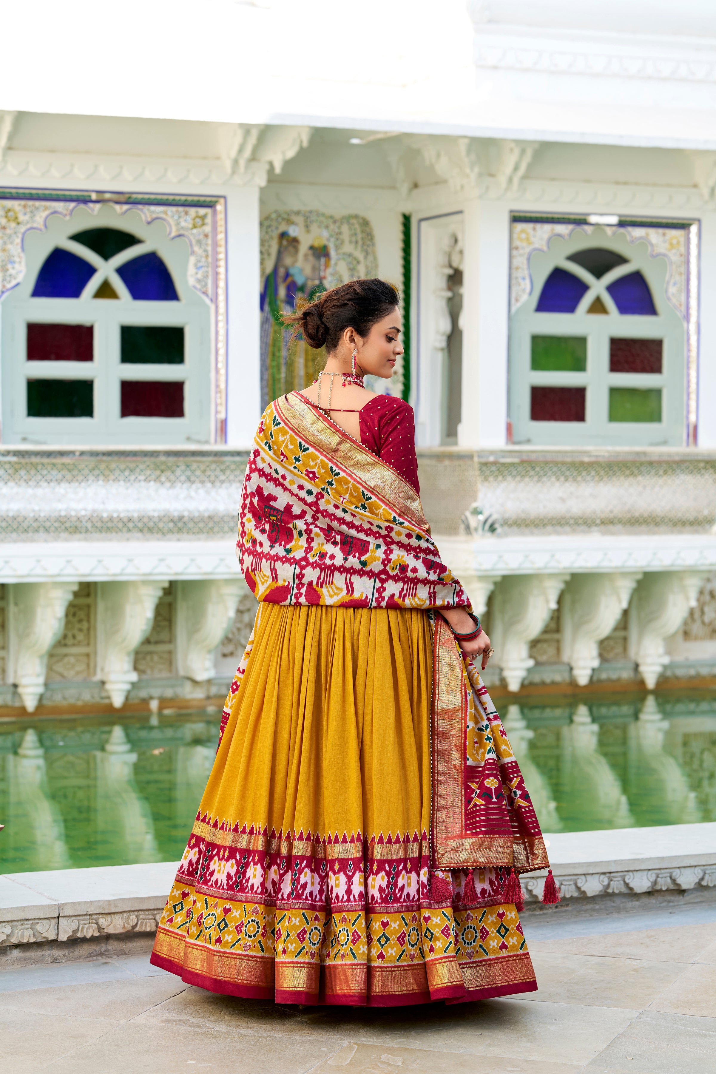 Tussar Silk Patola Printed Lehenga With Dupatta