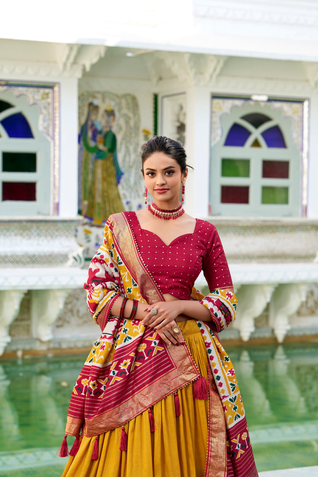 Tussar Silk Patola Printed Lehenga With Dupatta