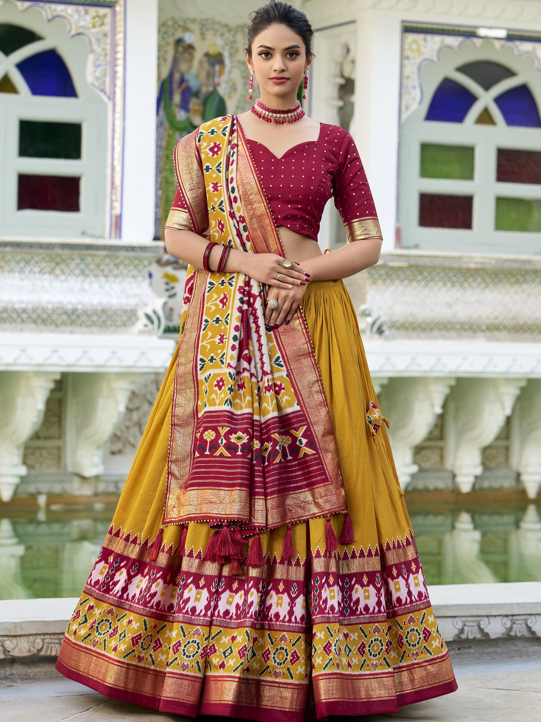 Tussar Silk Patola Printed Lehenga With Dupatta